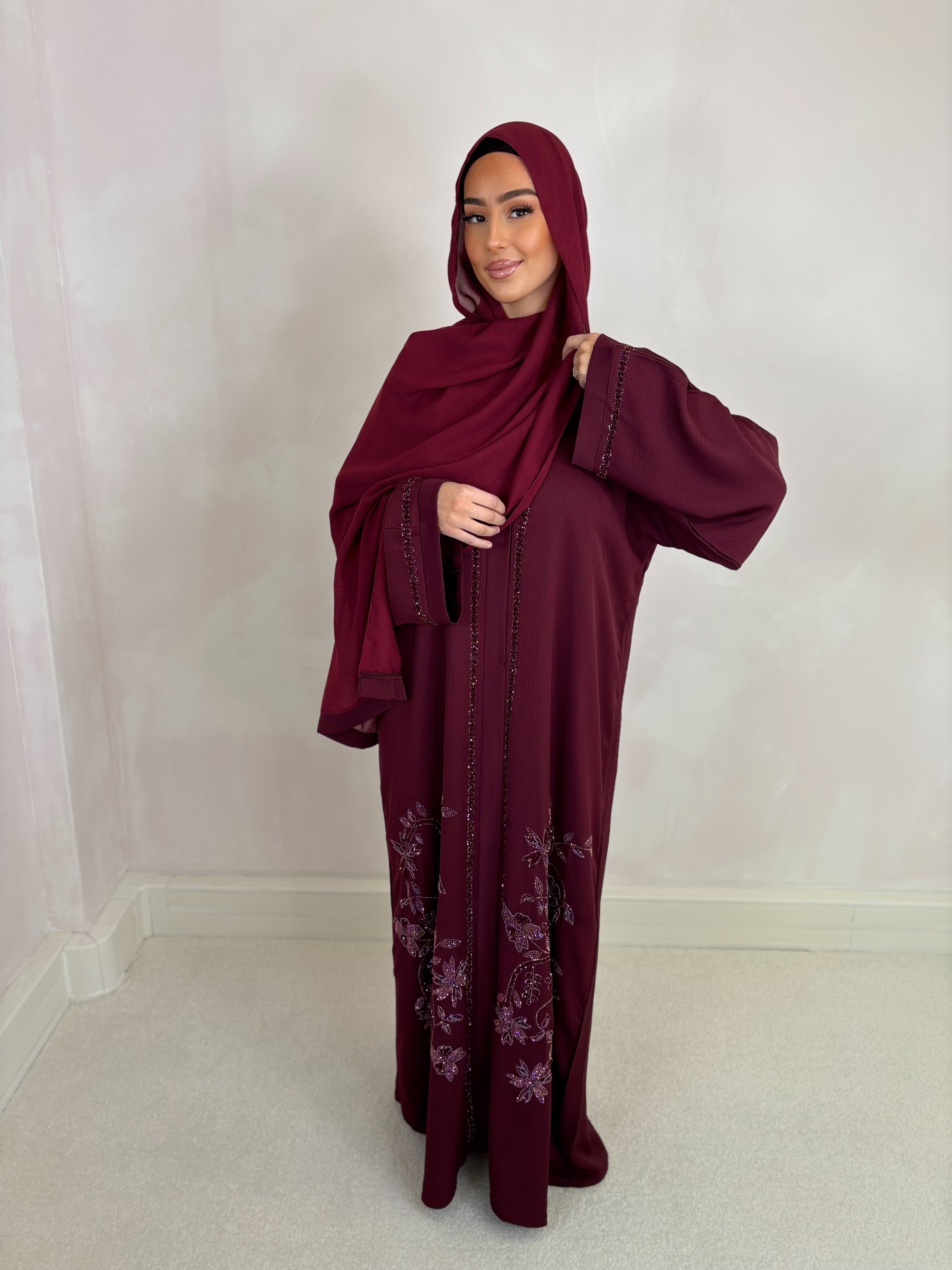 Dubai Abaya MAYAR (n32) - burgundy