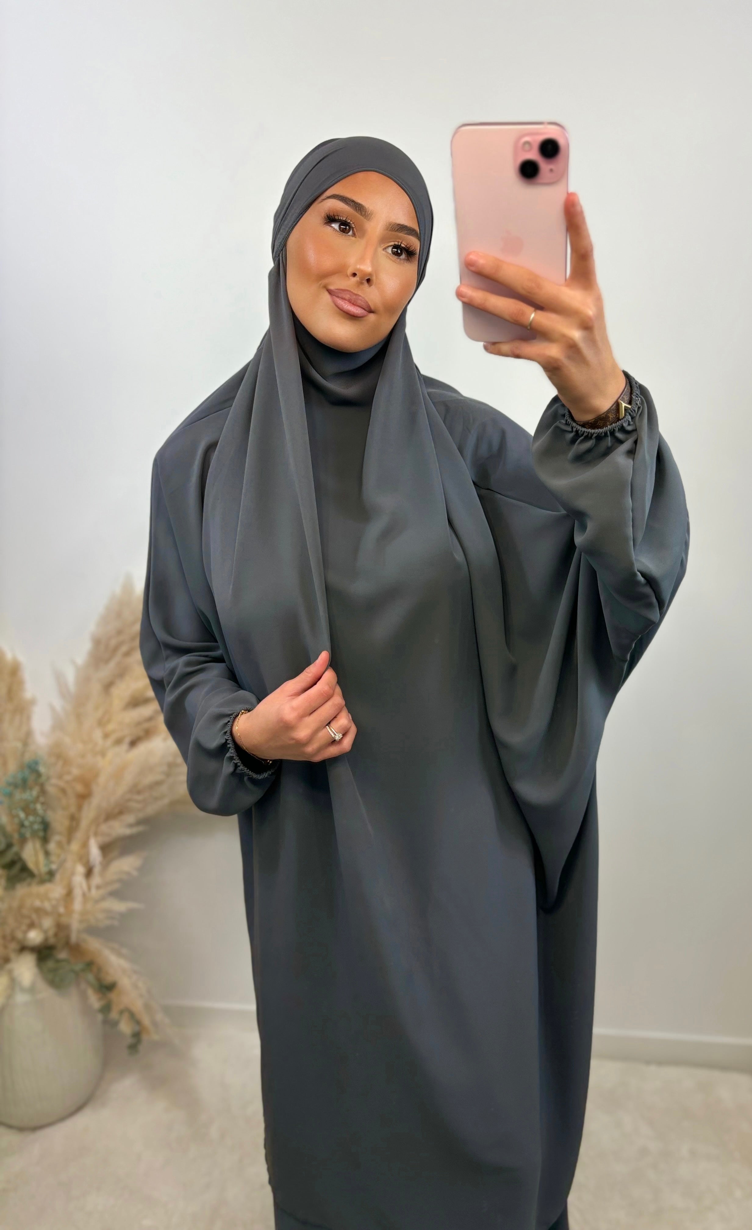 Jilbeb 2 Pieces Medina Silk - Anthracite Gray