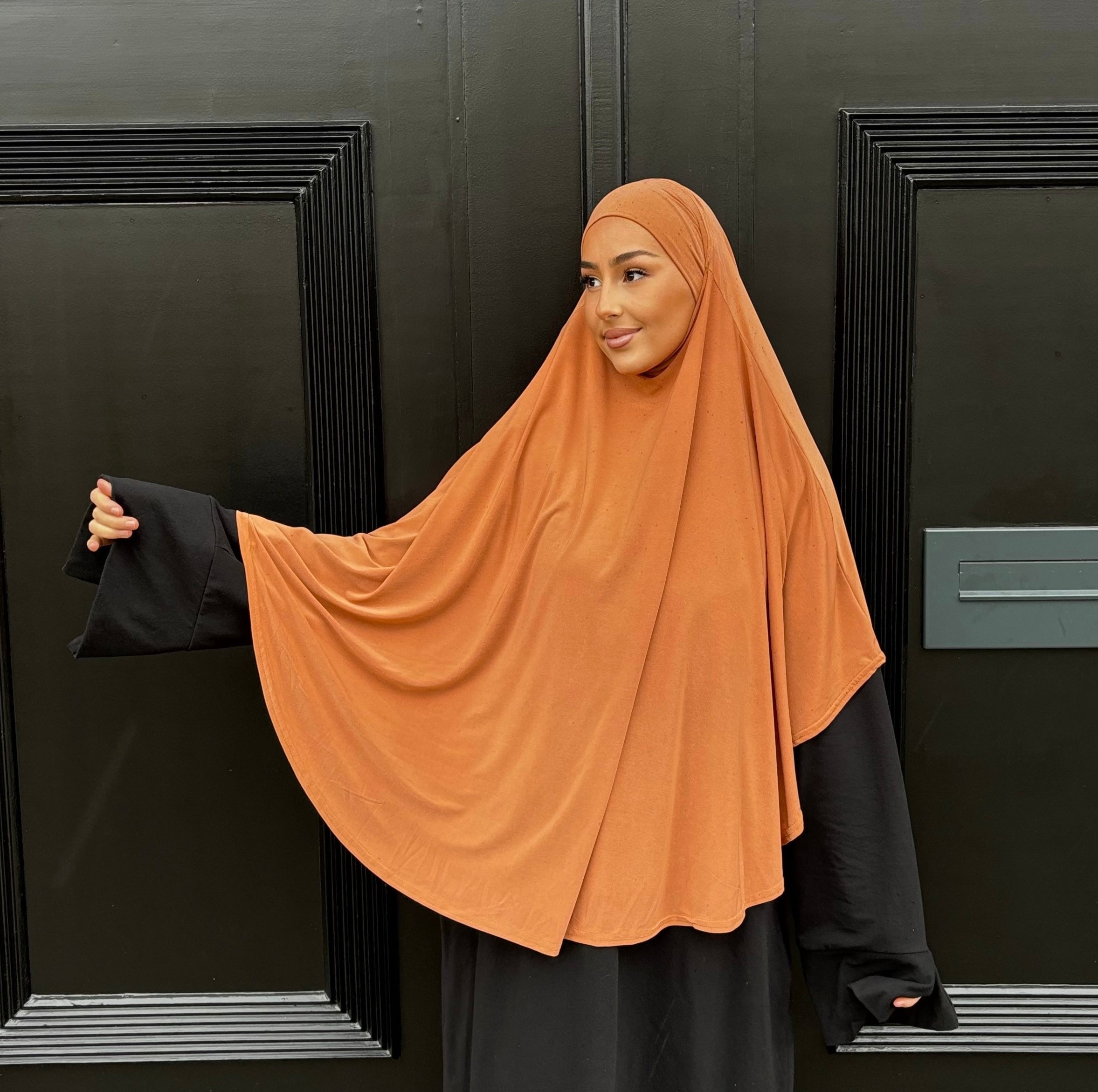 Khimar en jersey premium de luxe LIN’S B - Terracotta