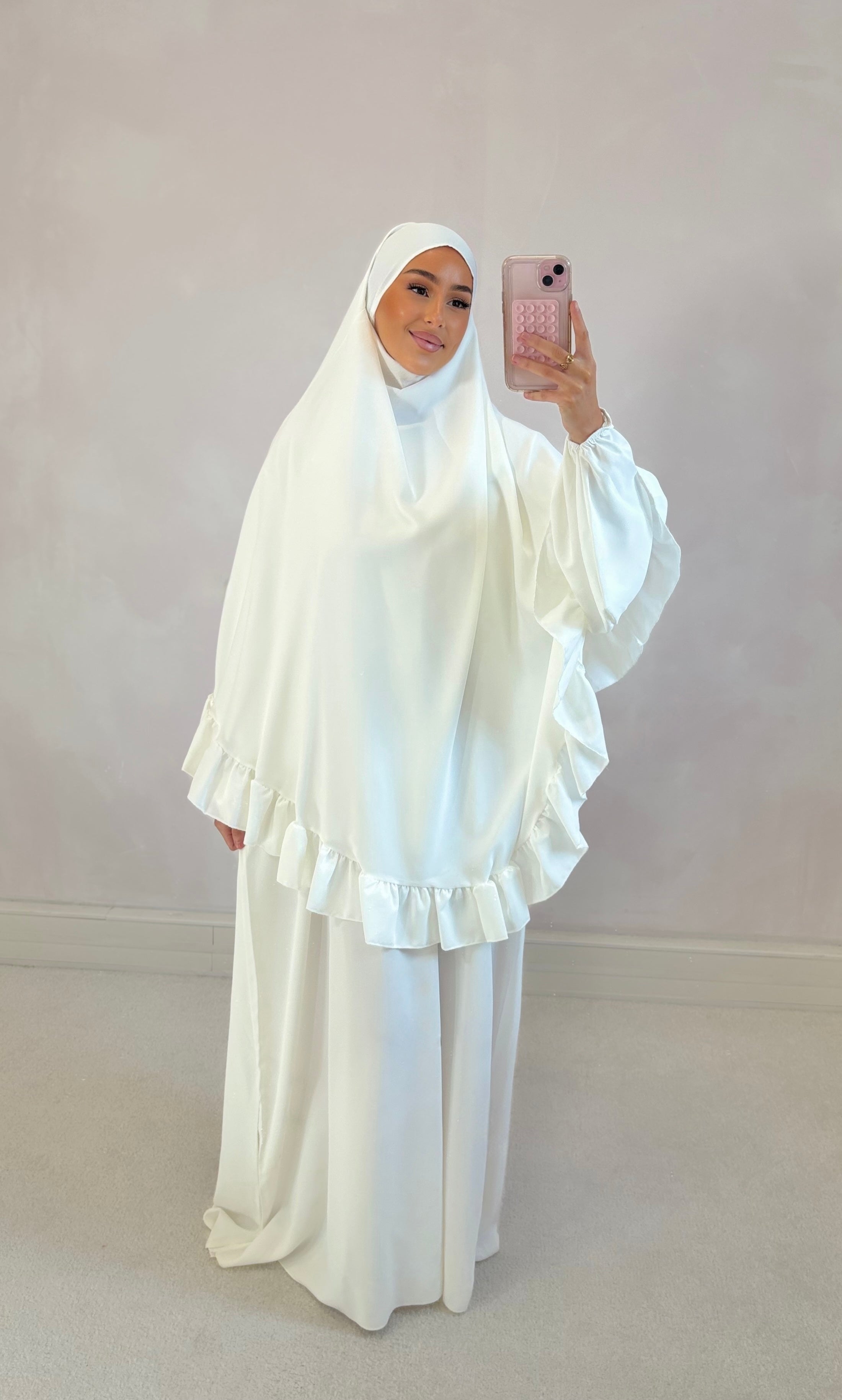 Set prière abaya + khimar - blanc