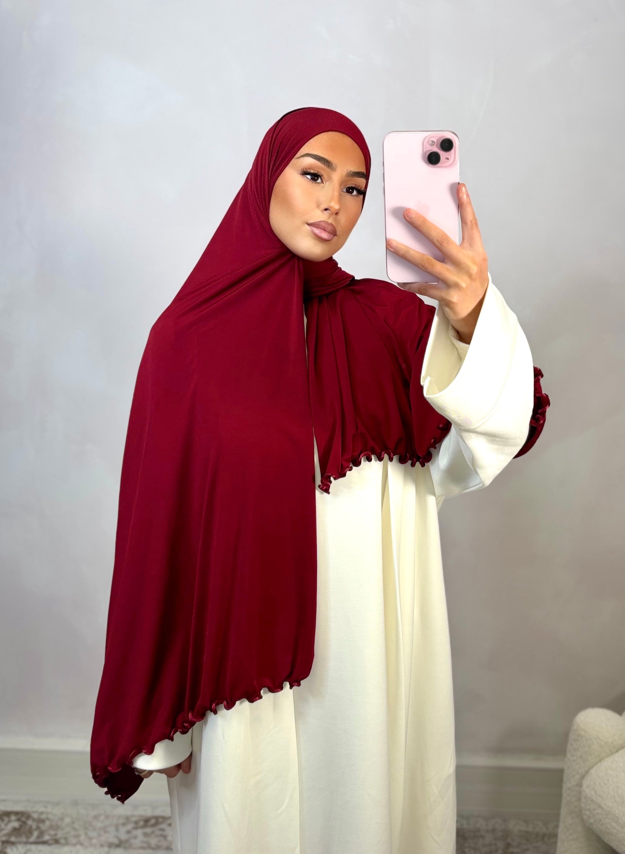 SEDEF Premium Luxury Jersey Scrunchie - burgundy