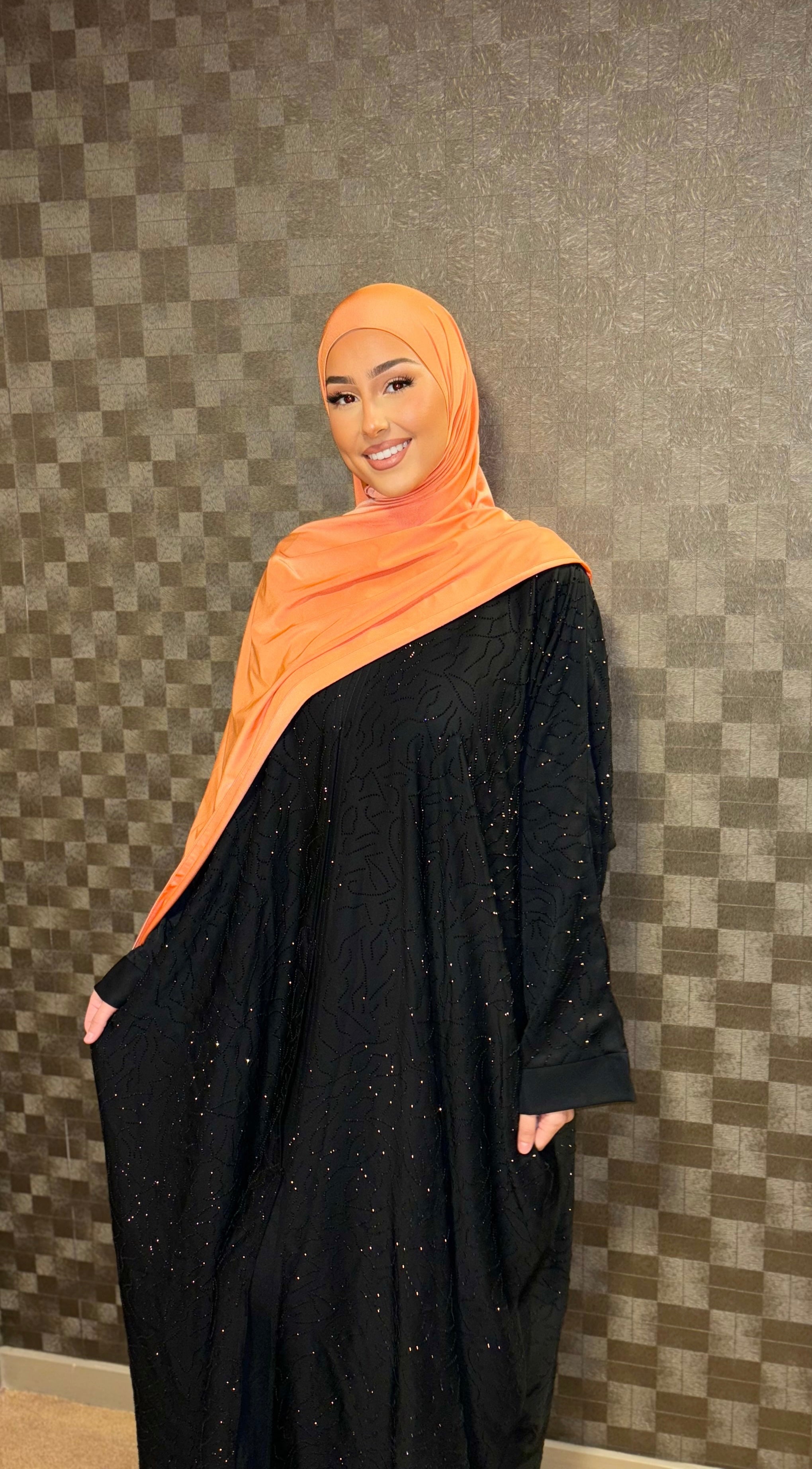 Dubai Abaya mit Strasssteinen - Schwarz
