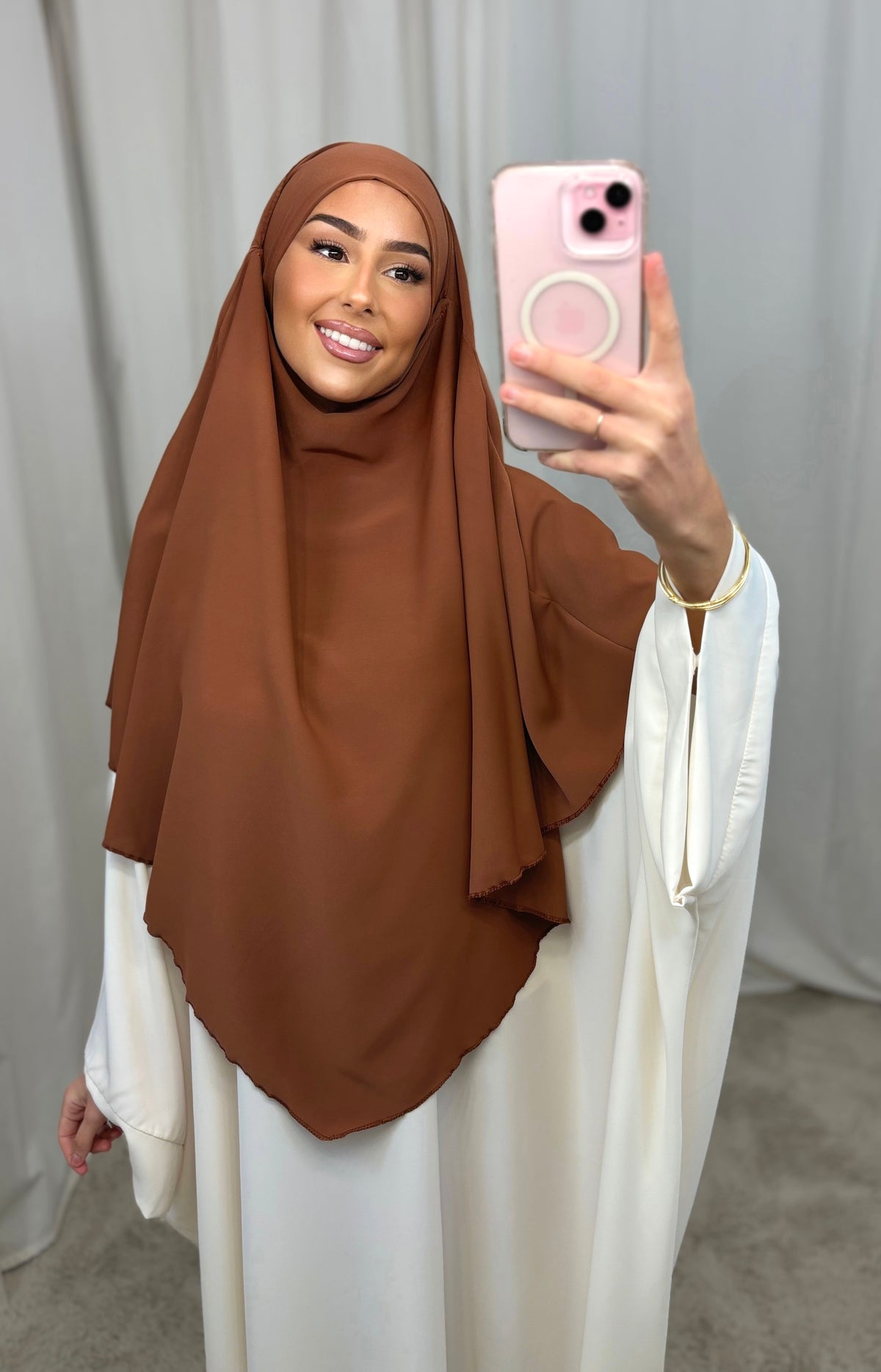 Khimar en soie de medine - marron clair