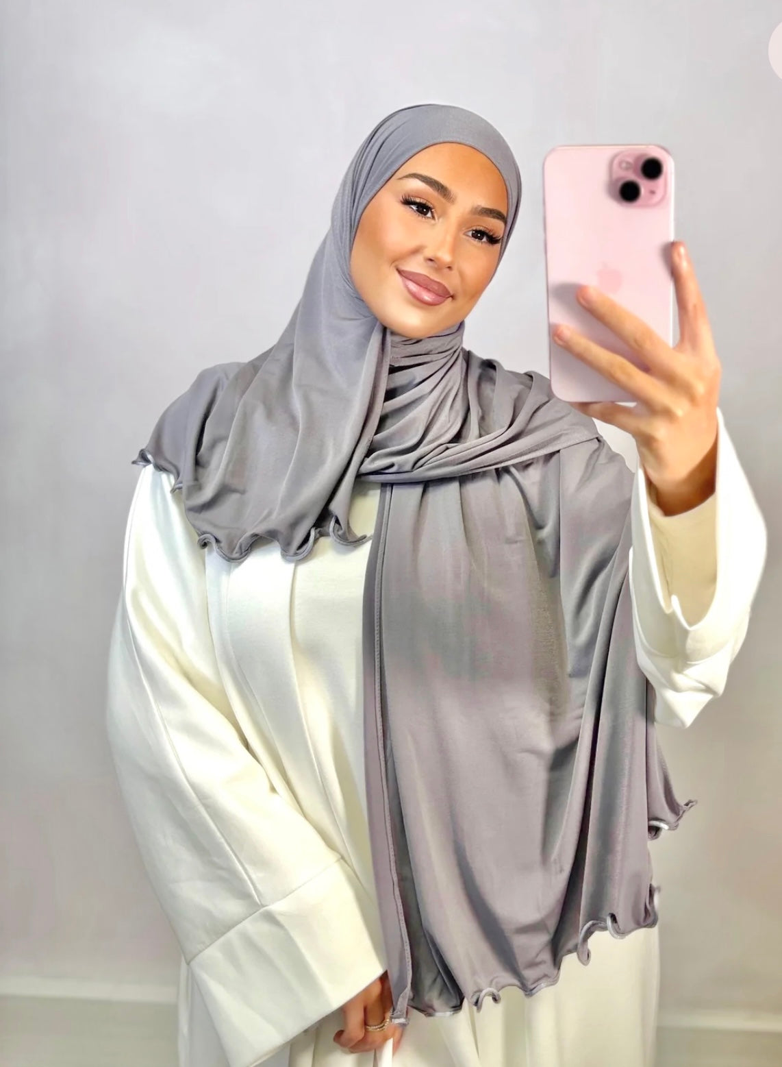SEDEF Premium Luxus Jersey Scrunchie - hellgrau