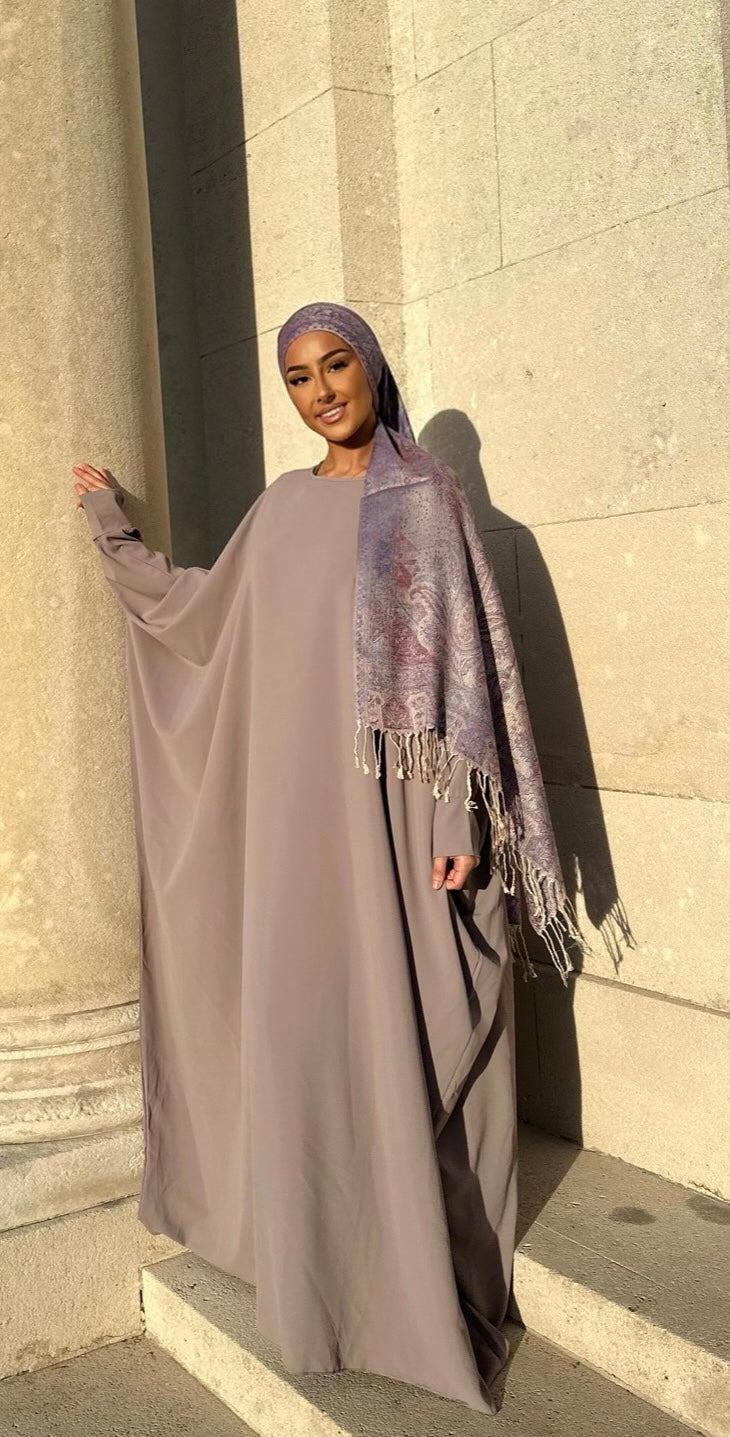 Abaya saoudienne soie de medine - TAUPE
