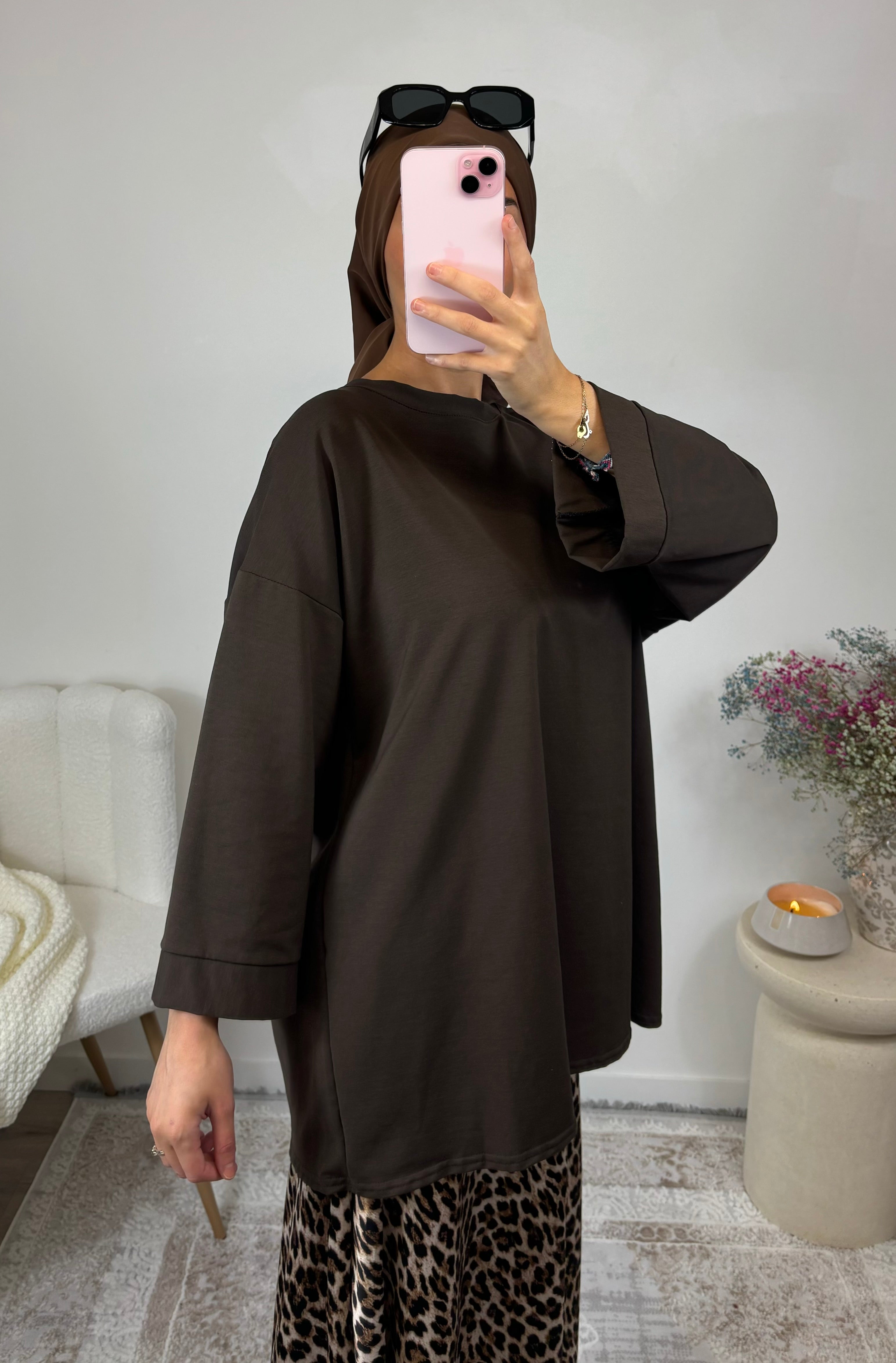 3/4-Arm T-Shirt - dunkelbraun