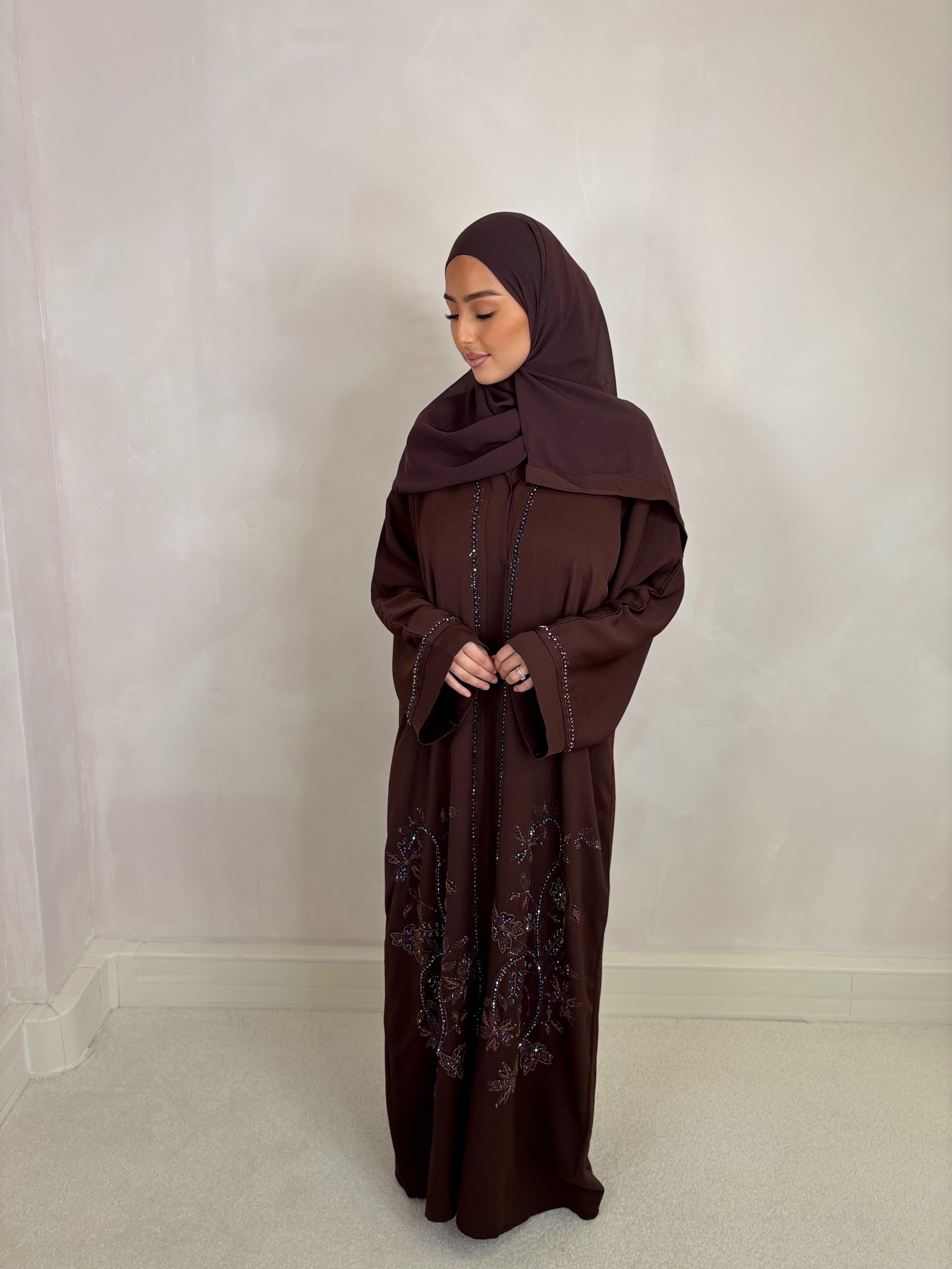 Dubai Abaya MAYAR (n33) - dark brown
