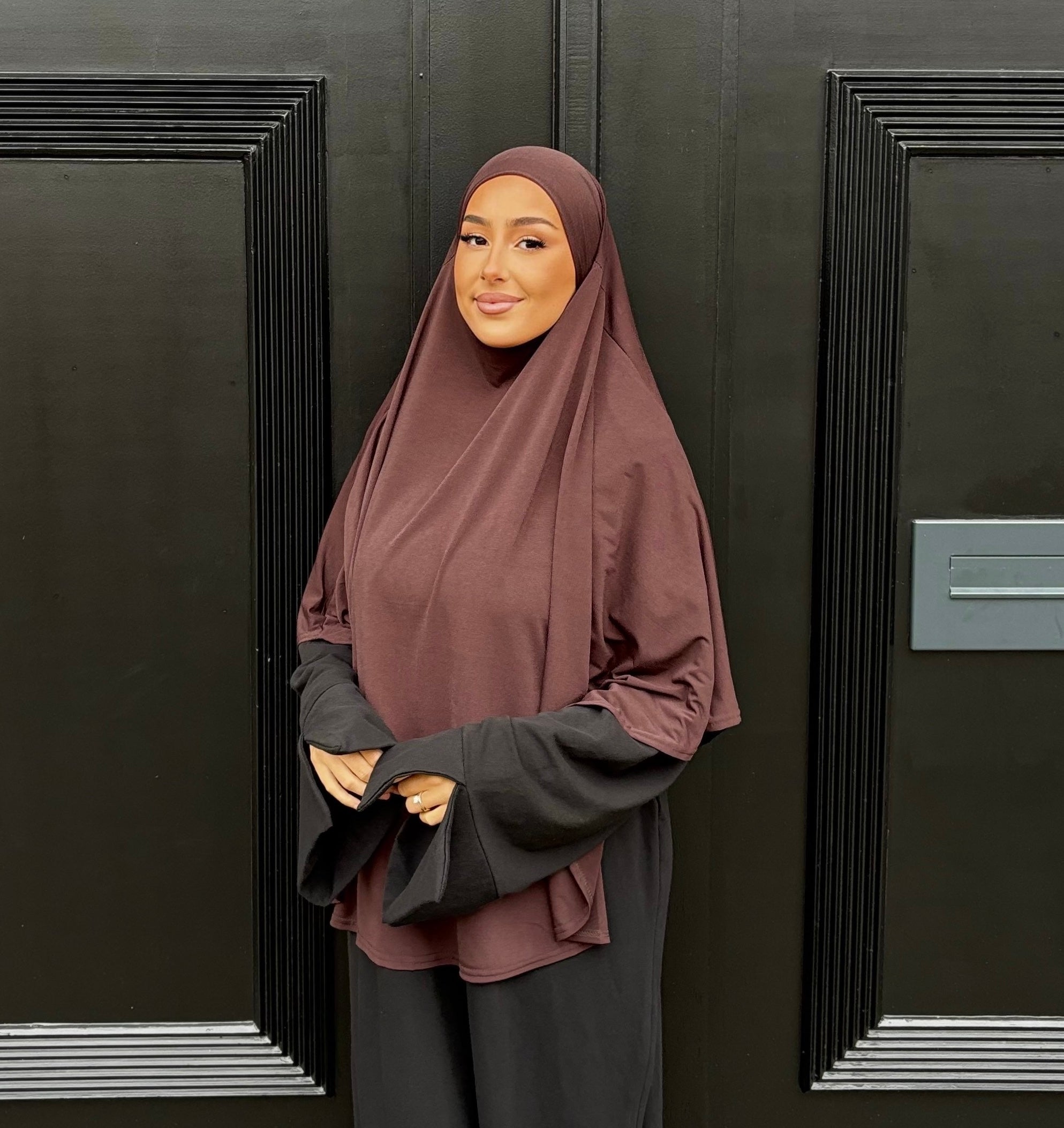 Khimar in luxury premium jersey LIN'S B - dark brown