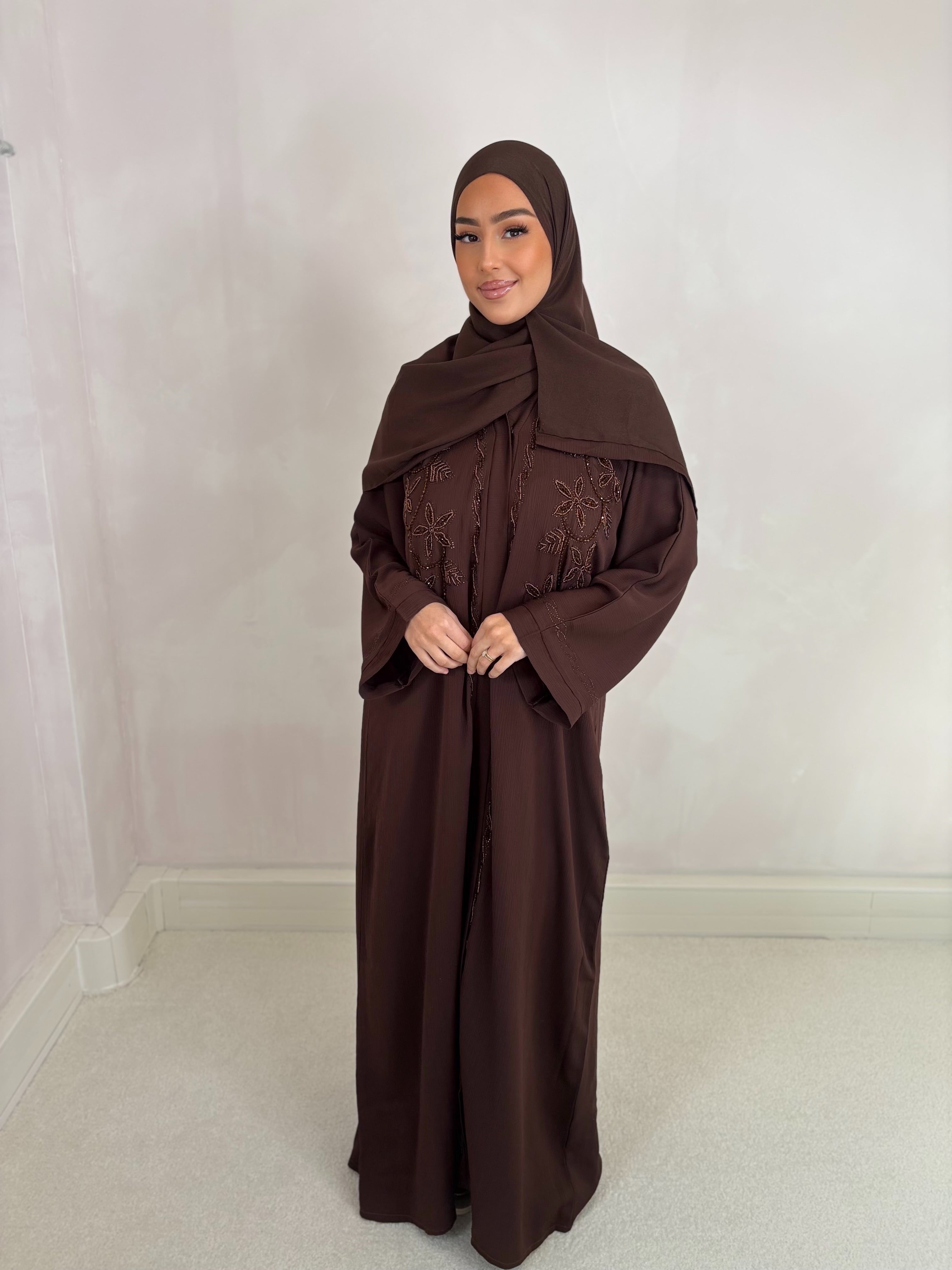 Dubai Abaya TAHIRA (n74) - dark brown
