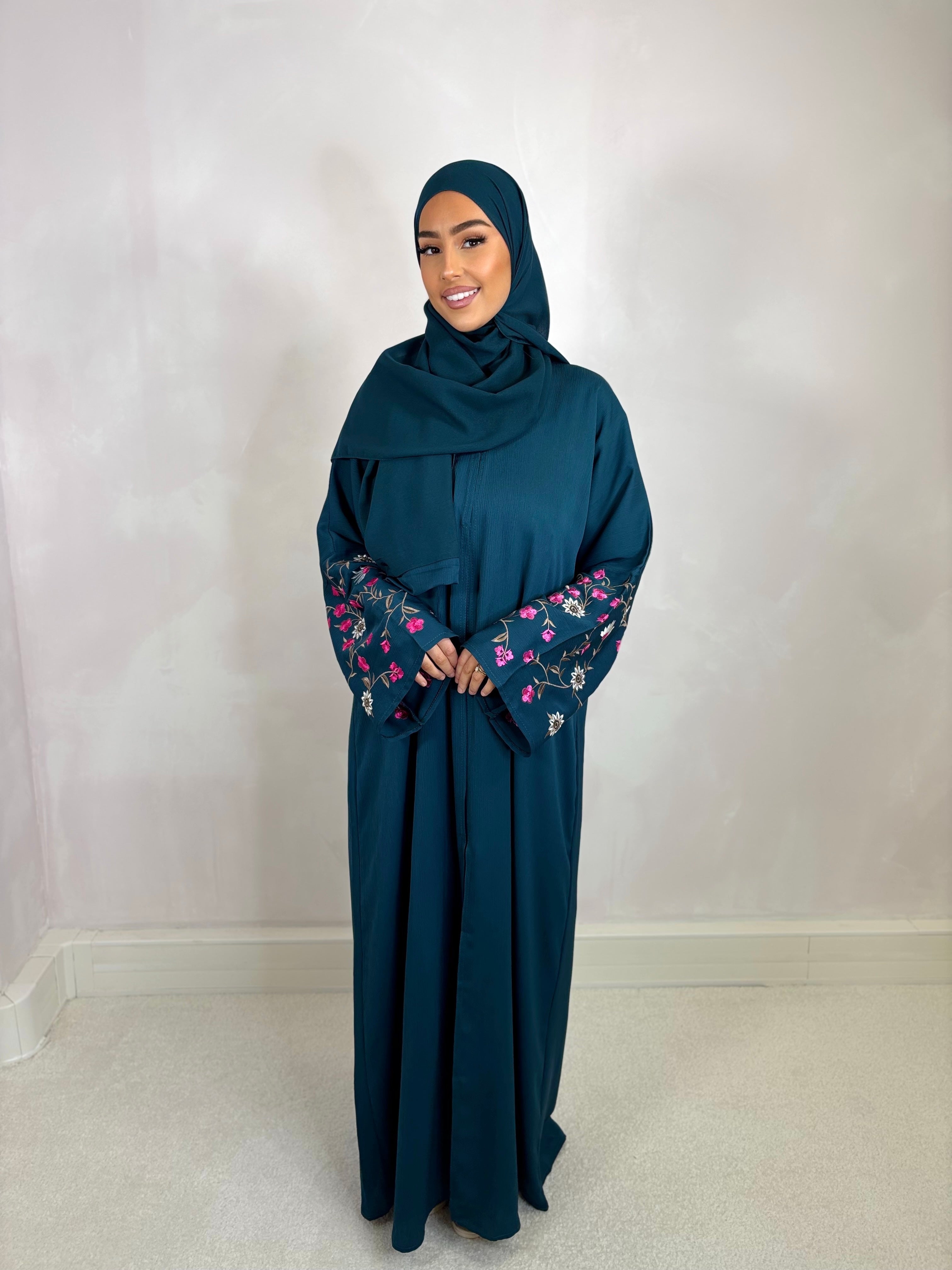 Abaya from Dubai FLORA (n44) - Duck blue