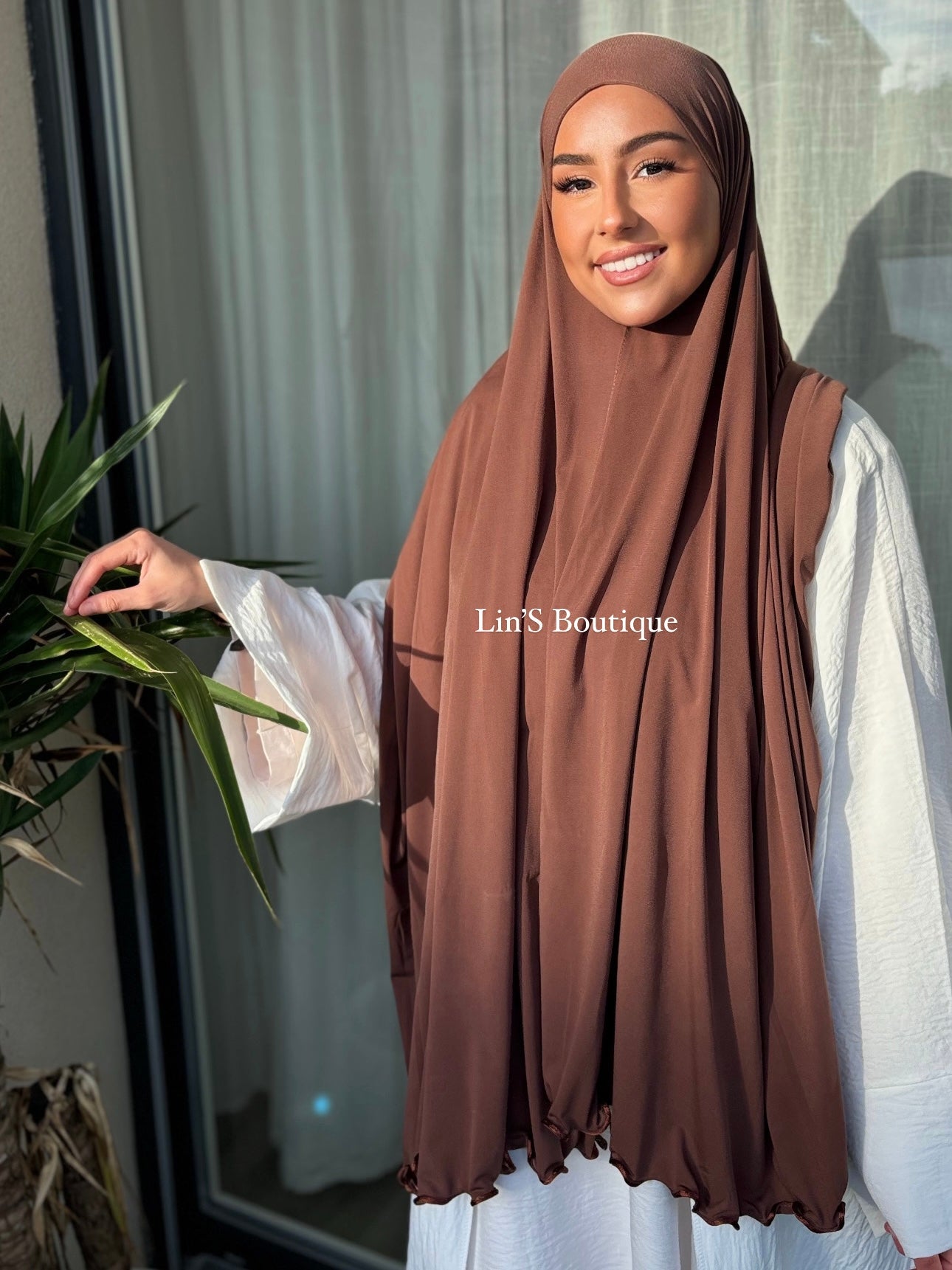 SEDEF Premium Luxury Jersey Scrunchie - light brown