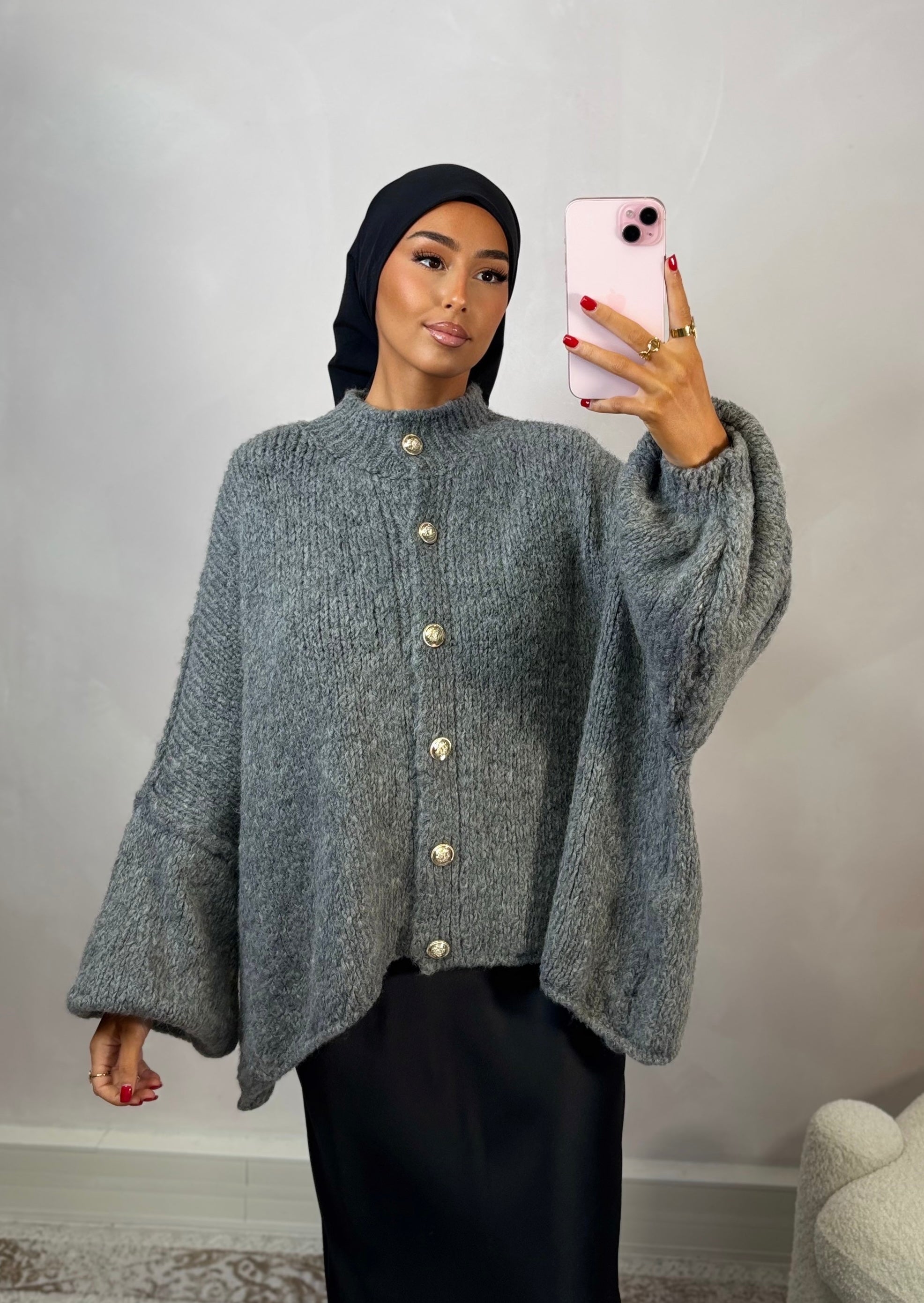 LANA Strickjacke - grau