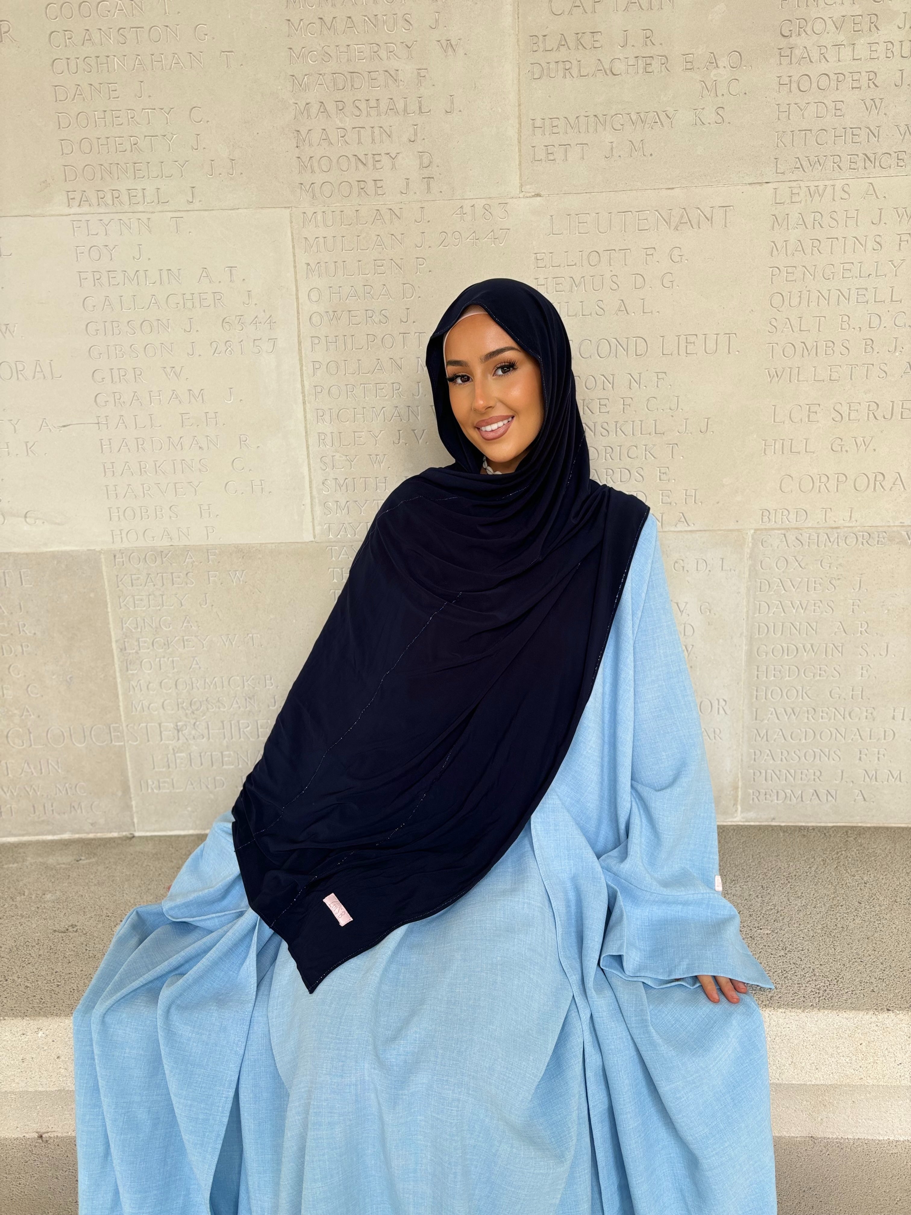 LIN'S B Premium Luxus Jersey mit Strasssteinen - Mitternachtsblau