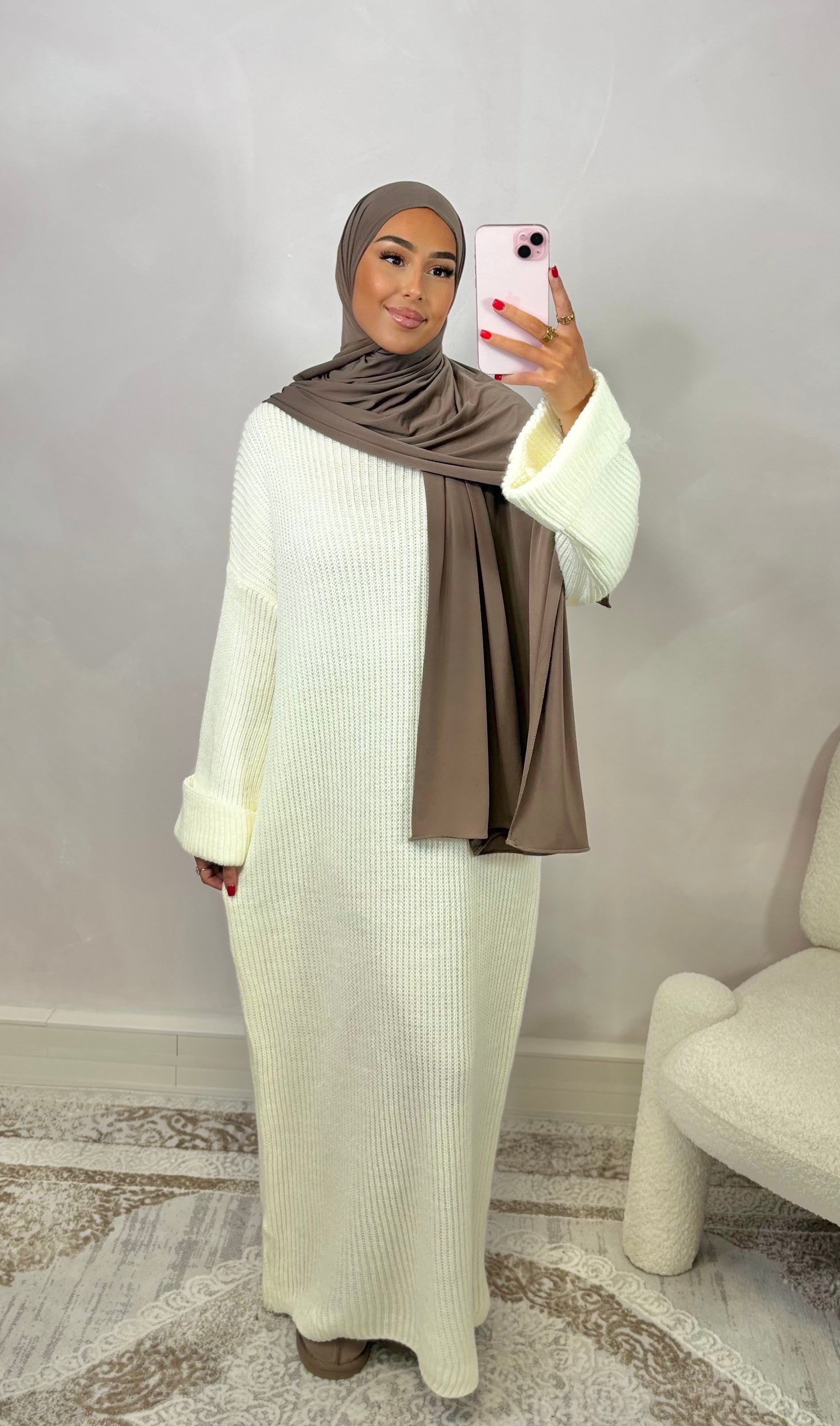 Knitted dress - WHITE