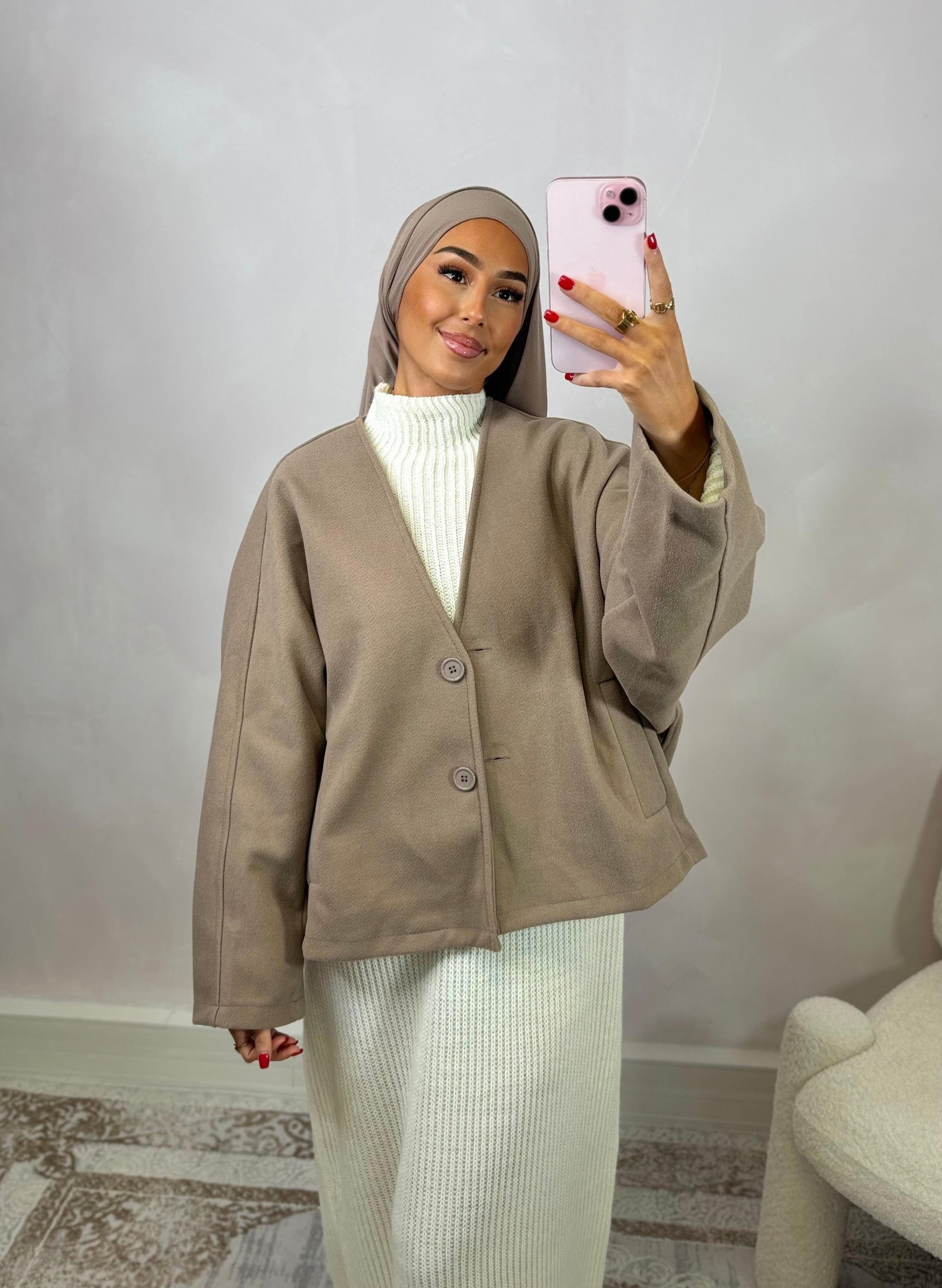 Strickjacke - taupe