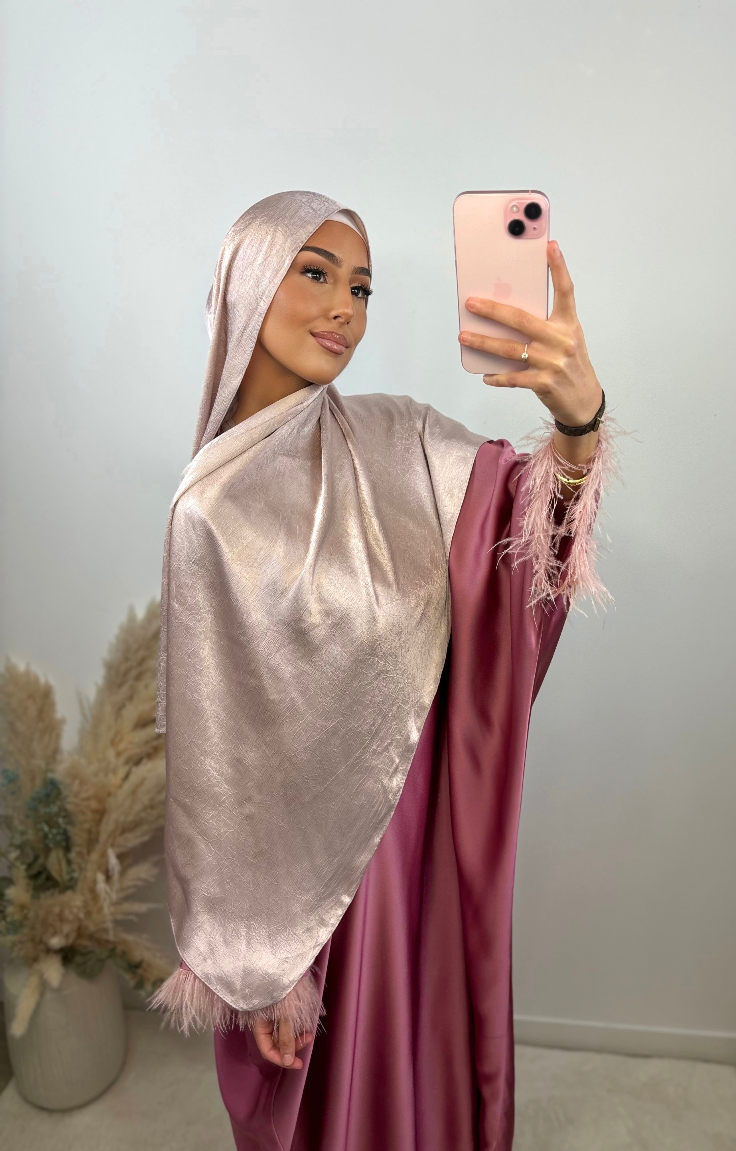 Voile satiné réversible - vieux rose