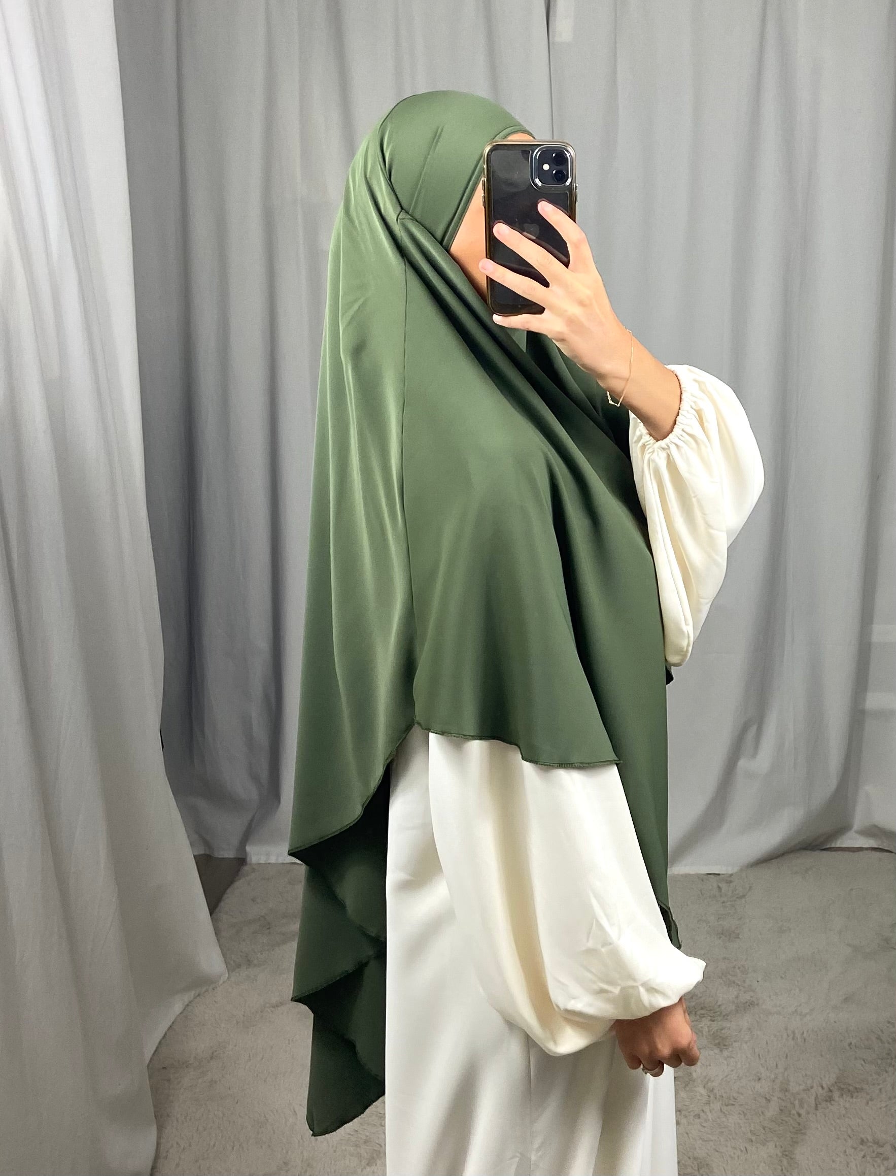 Khimar aus Medina-Seide – DUNKELKHAKI