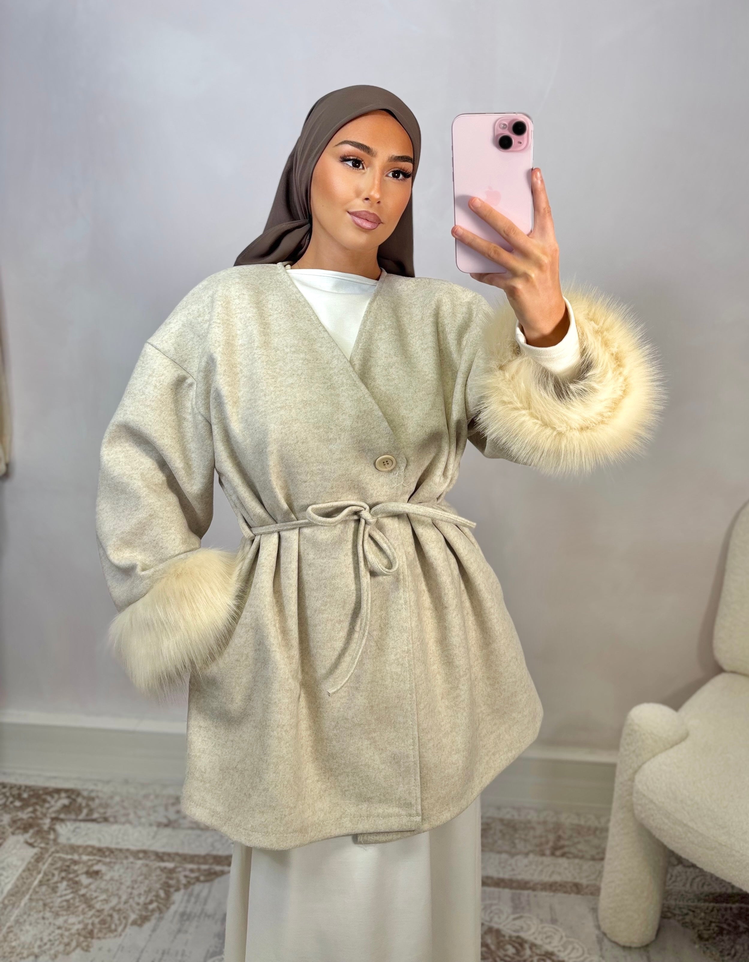 Manteau fourrure - cream