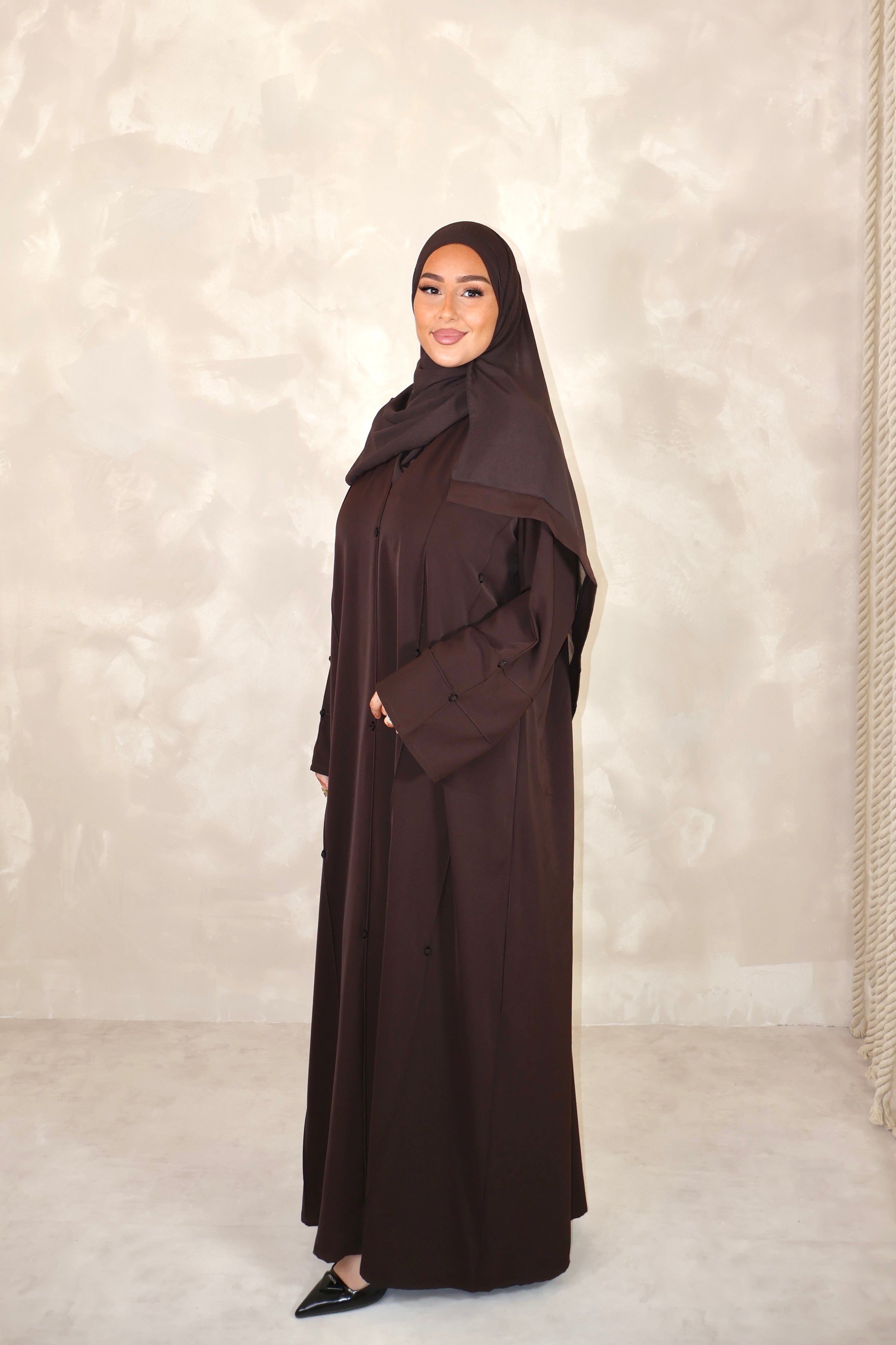 Abaya de Dubai (n105) - SAFIRA DARK BROWN