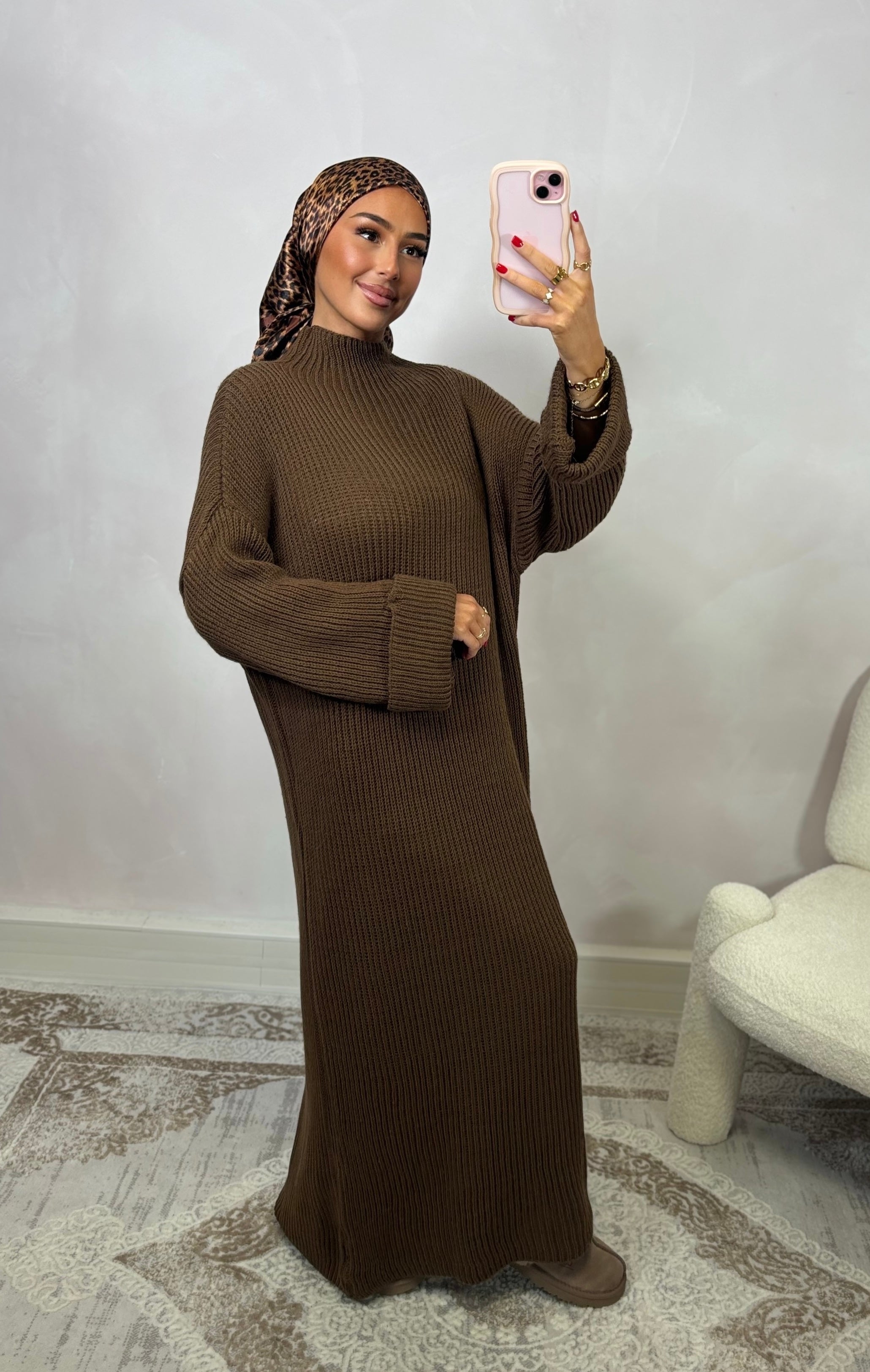 Strickkleid - dunkelbraun