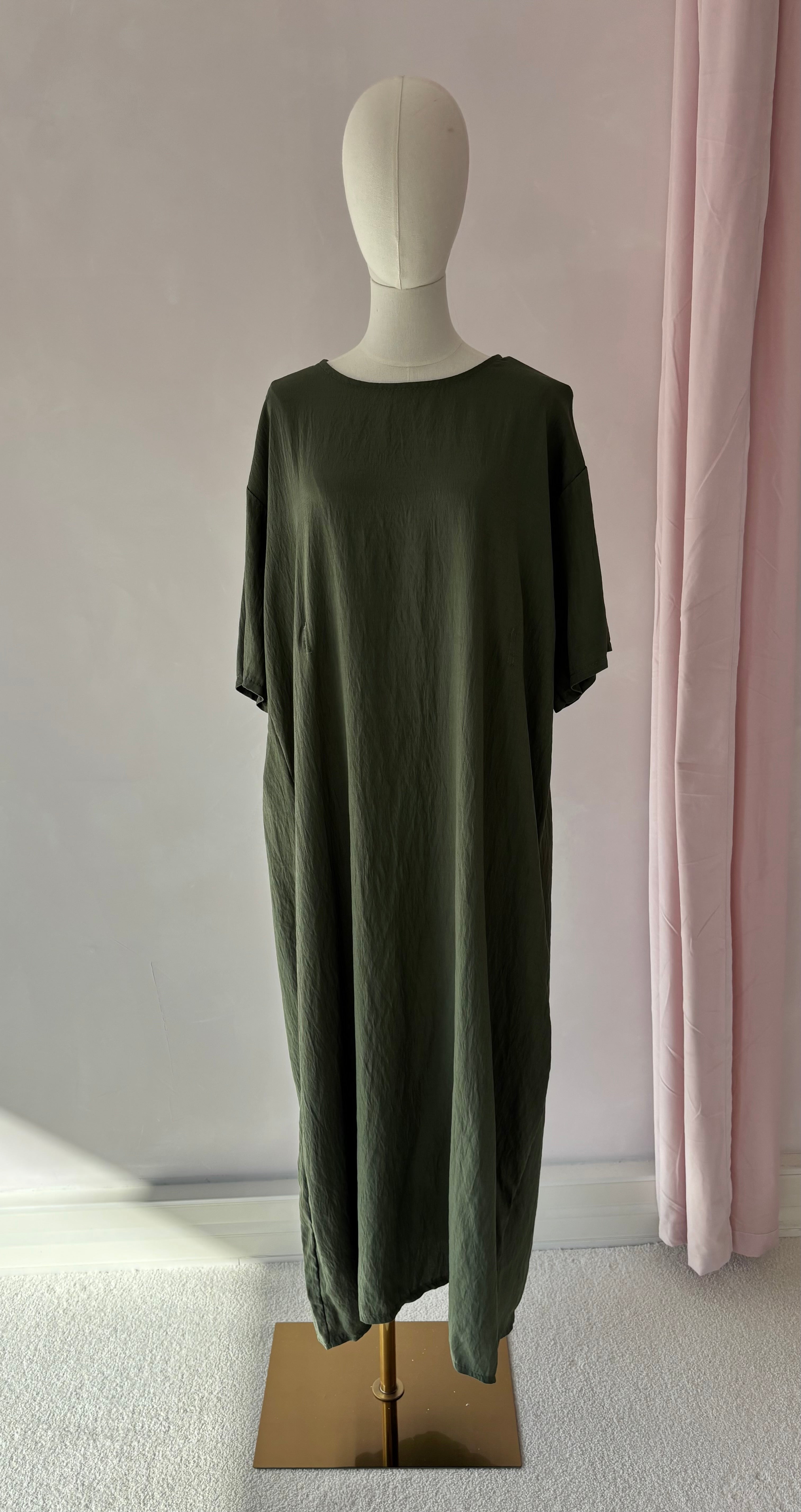 Linen dress - khaki