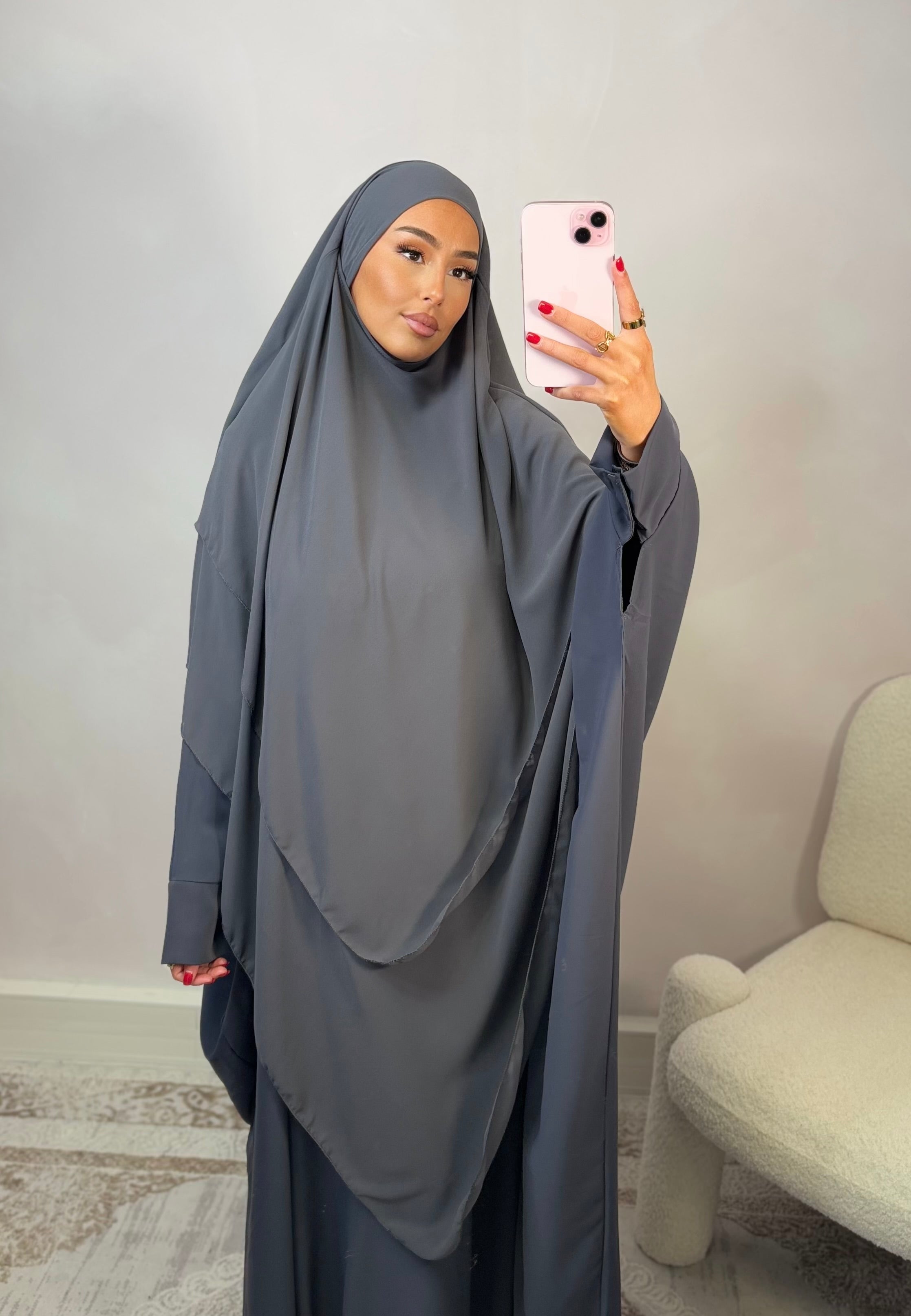 Khimar 3 Musselinsegel - Anthrazitgrau