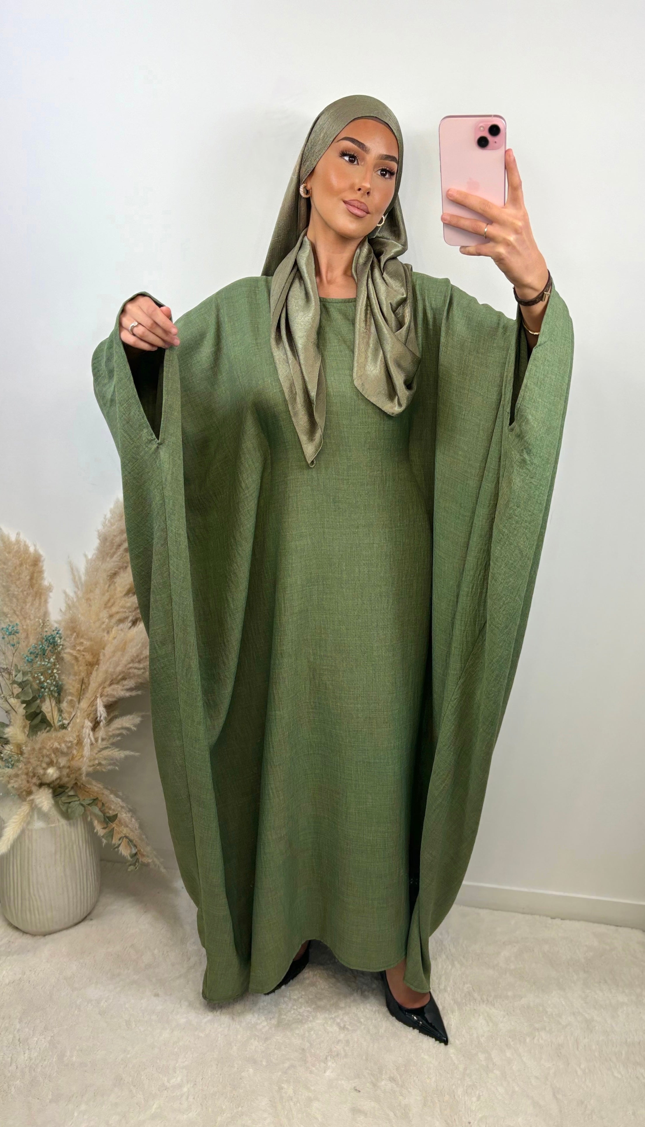 Saudi linen dress - khaki