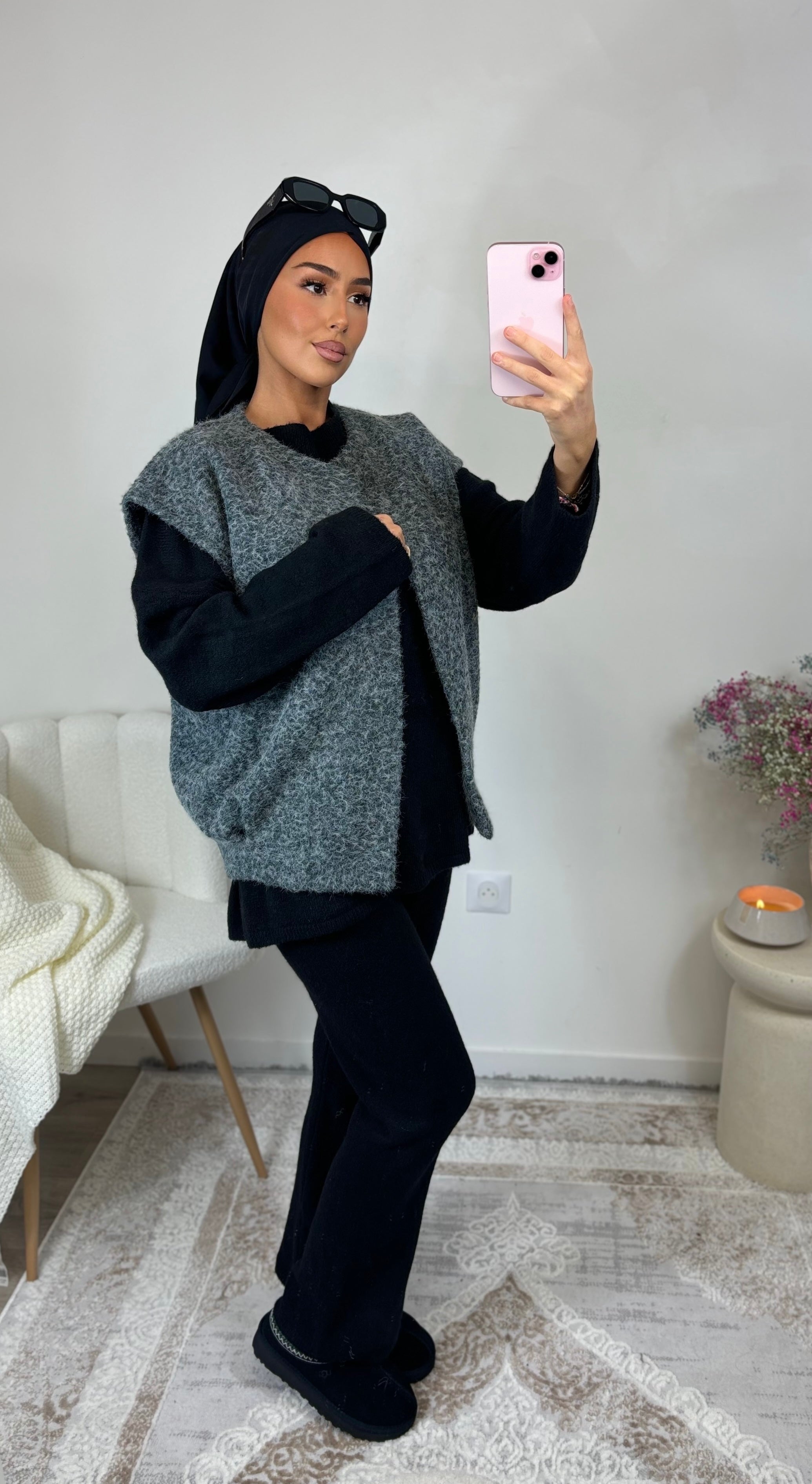 Ärmellose Jacke - Grau