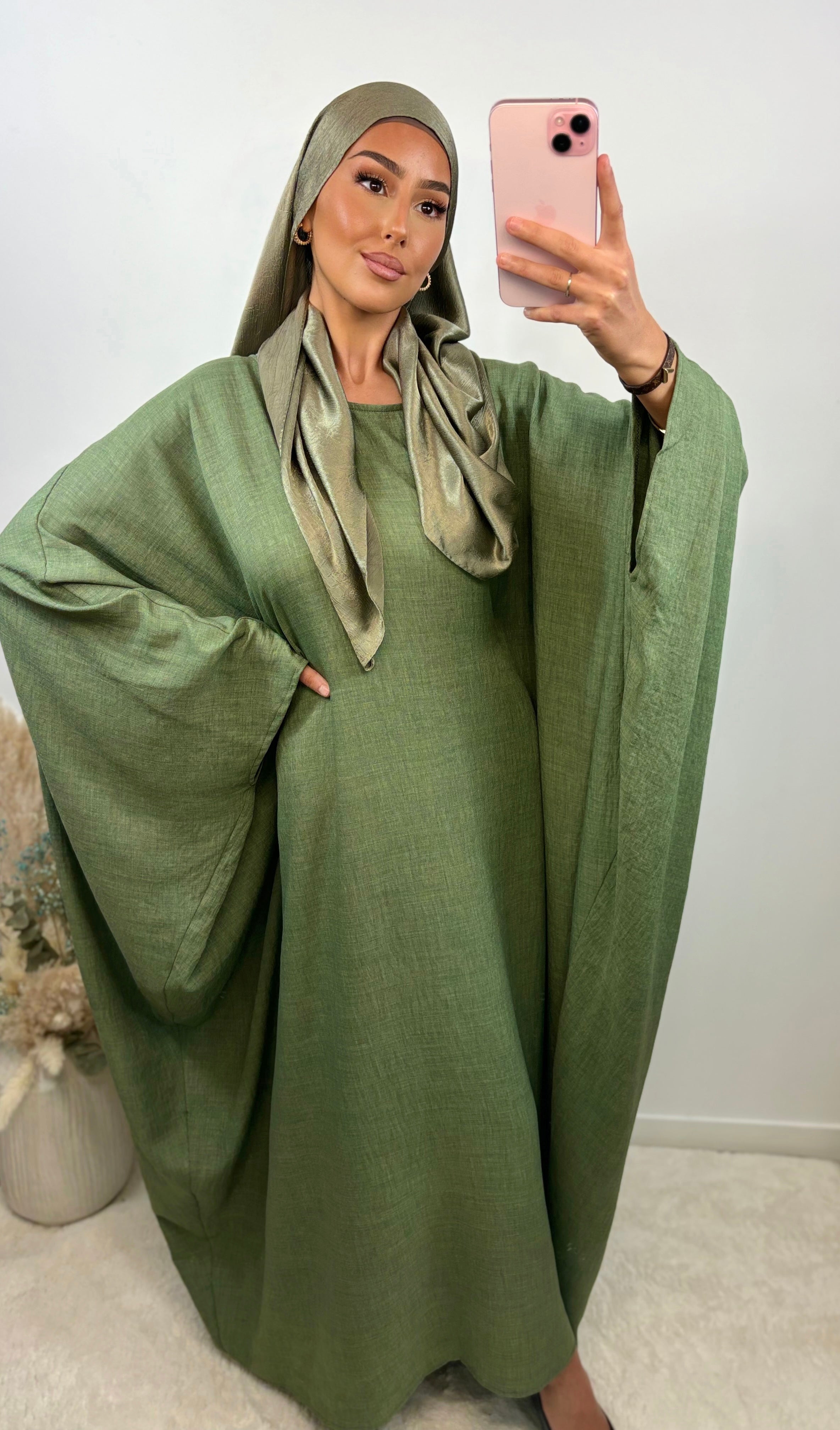 Saudi linen dress - khaki
