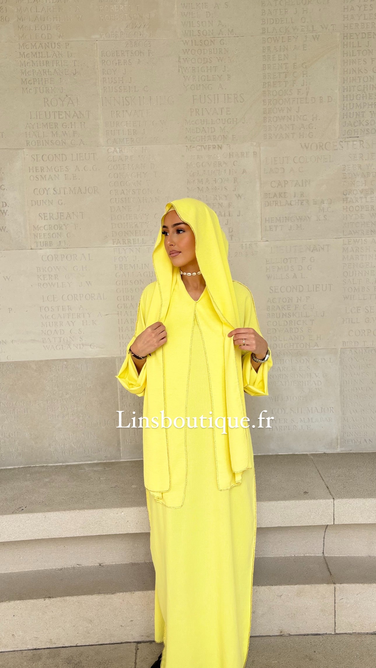 Abaya mit integriertem Schleier in Jazz - Chick Yellow
