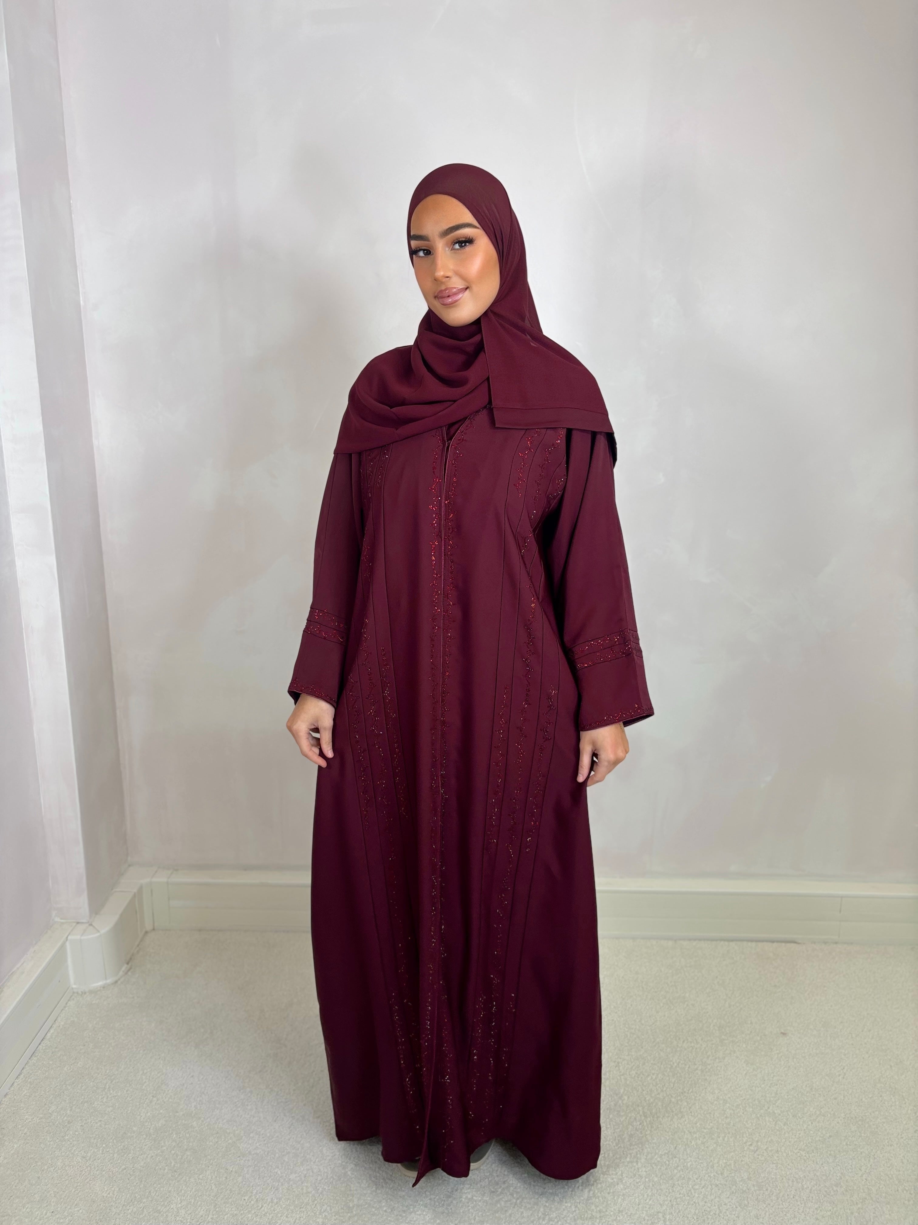 Dubai NOOR abaya (n6) - burgundy