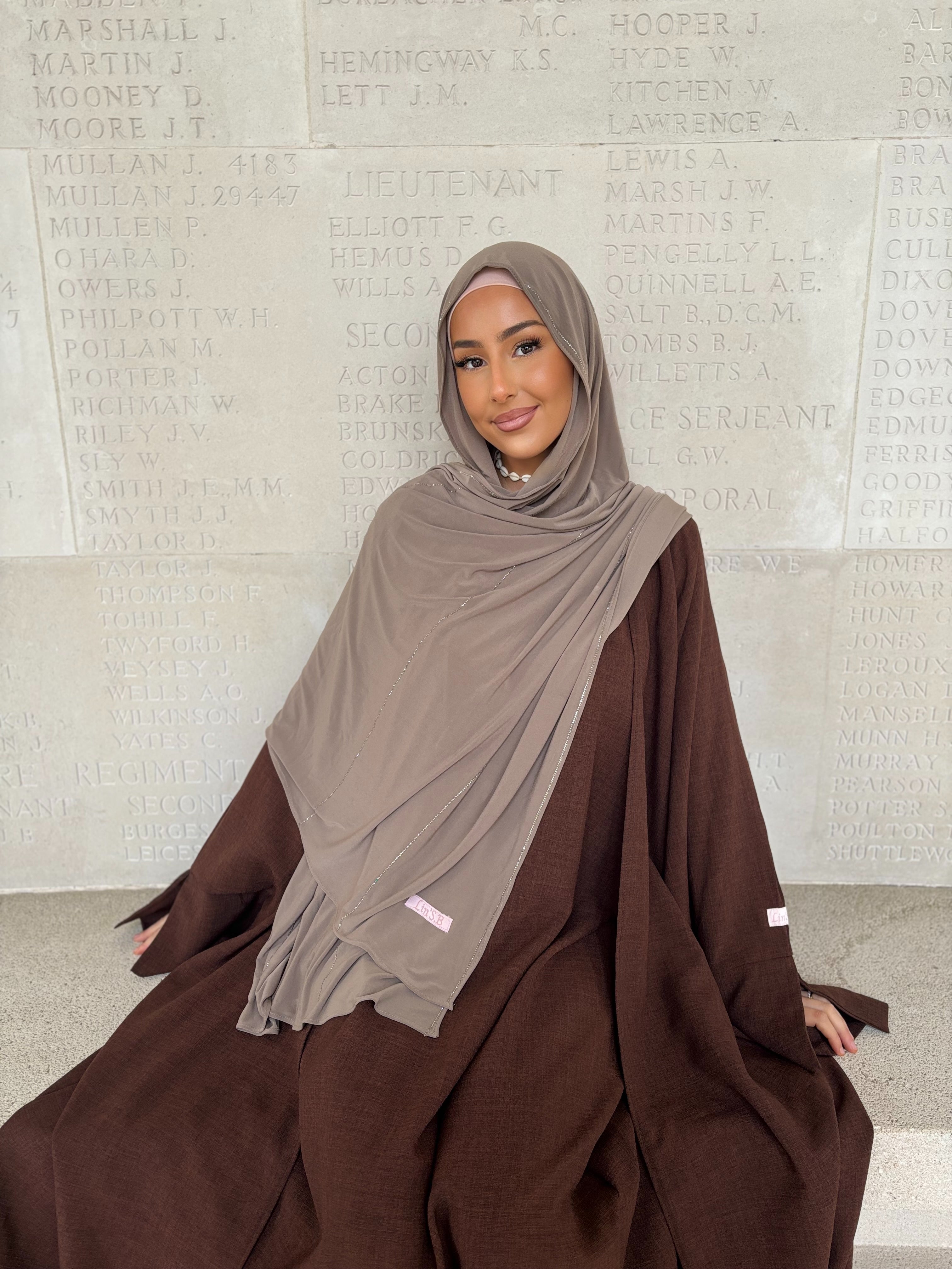 LIN'S B Premium Luxury Jersey with Rhinestones - Iced Taupe