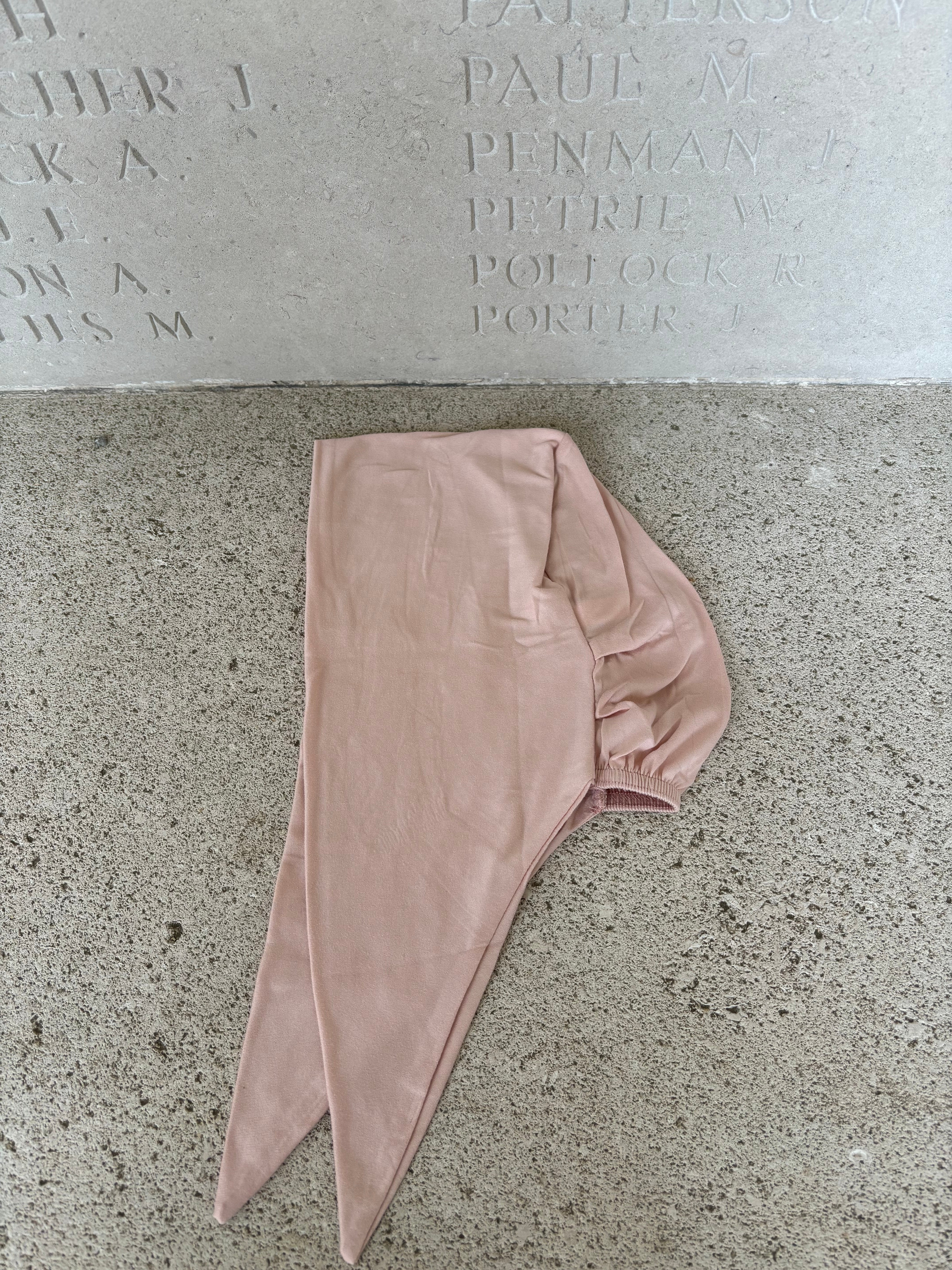Baby pink tie-on hat