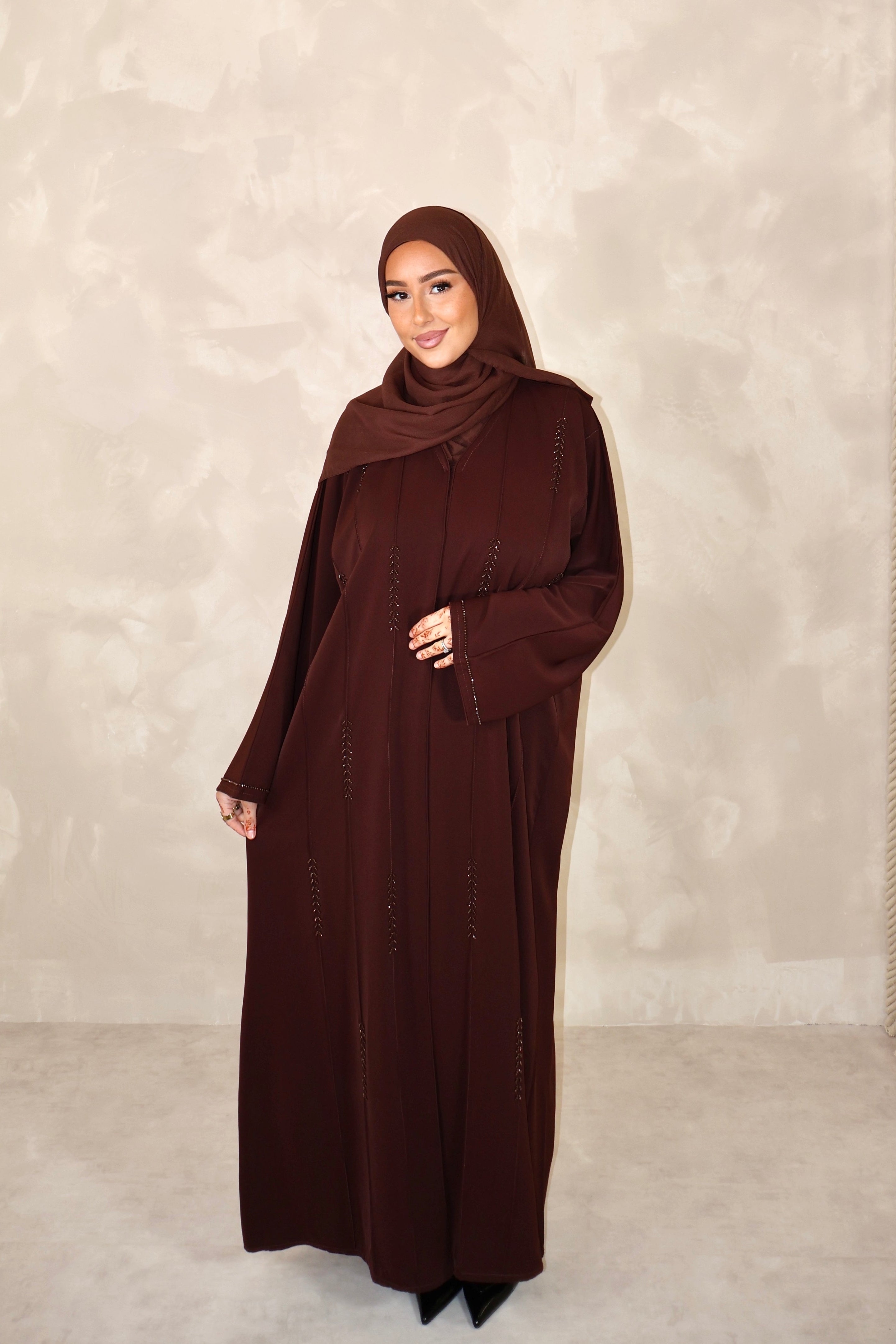 Abaya de Dubai (n91) - JAWARA DARK BROWN