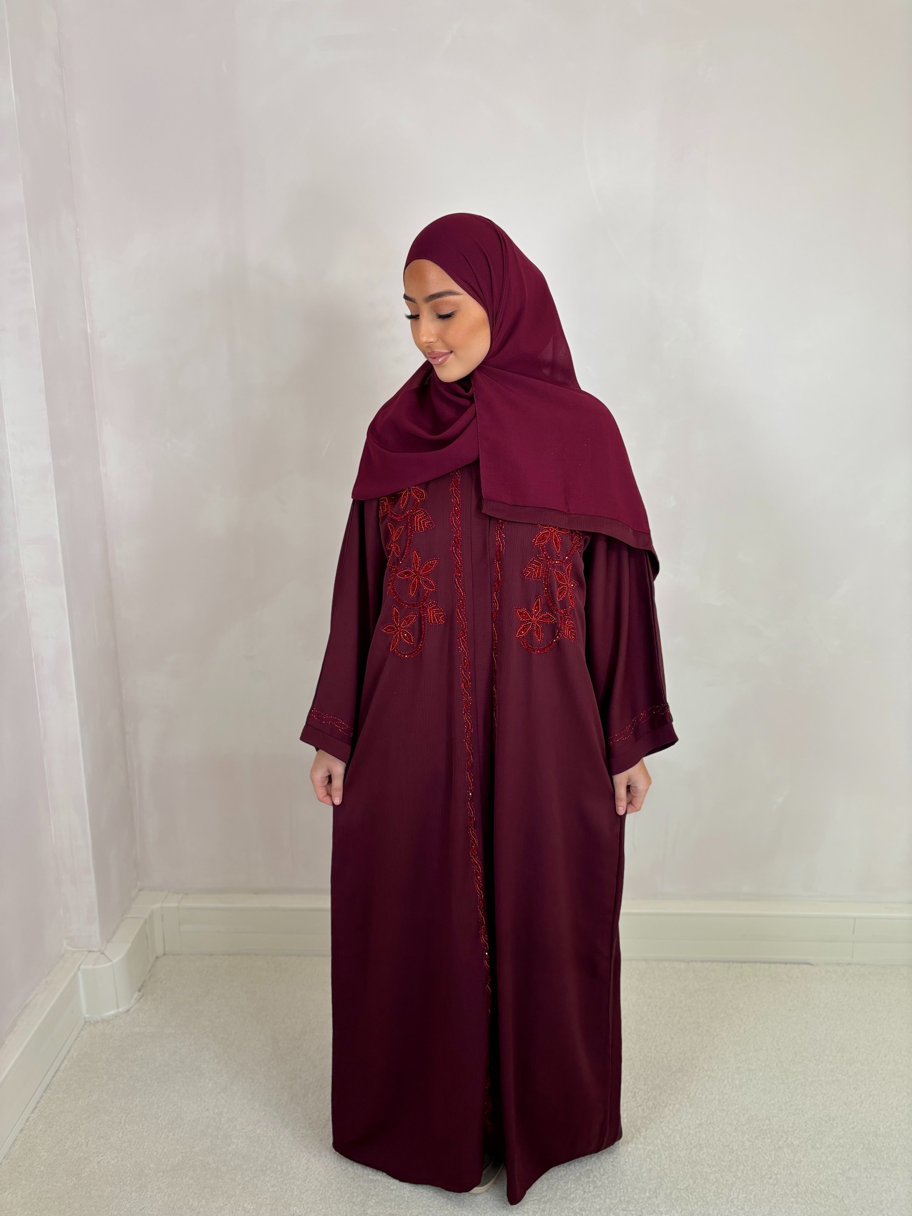 Abaya from Dubai TAHIRA (n73) - burgundy