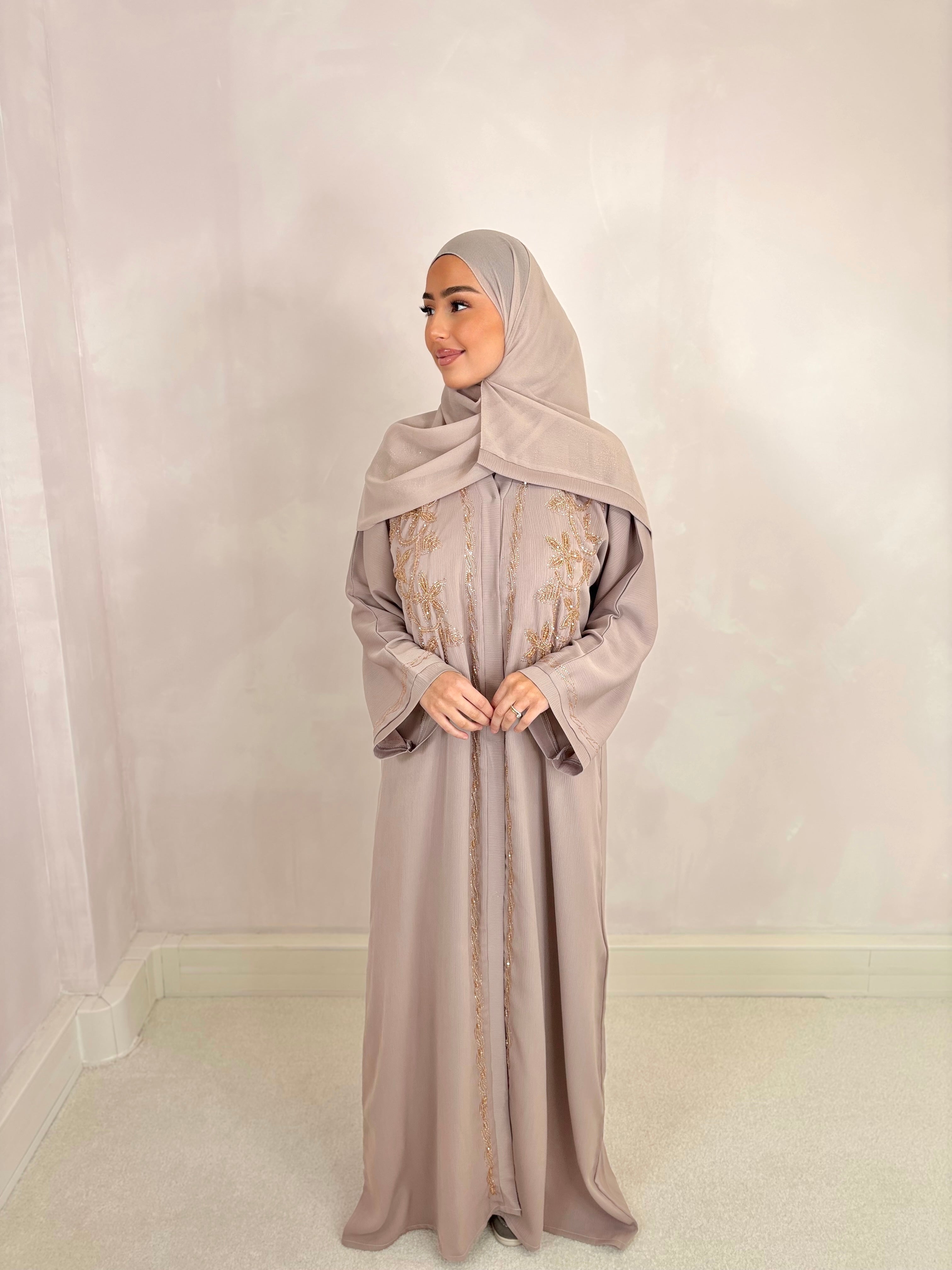 Abaya from Dubai TAHIRA (n69) - pink taupe