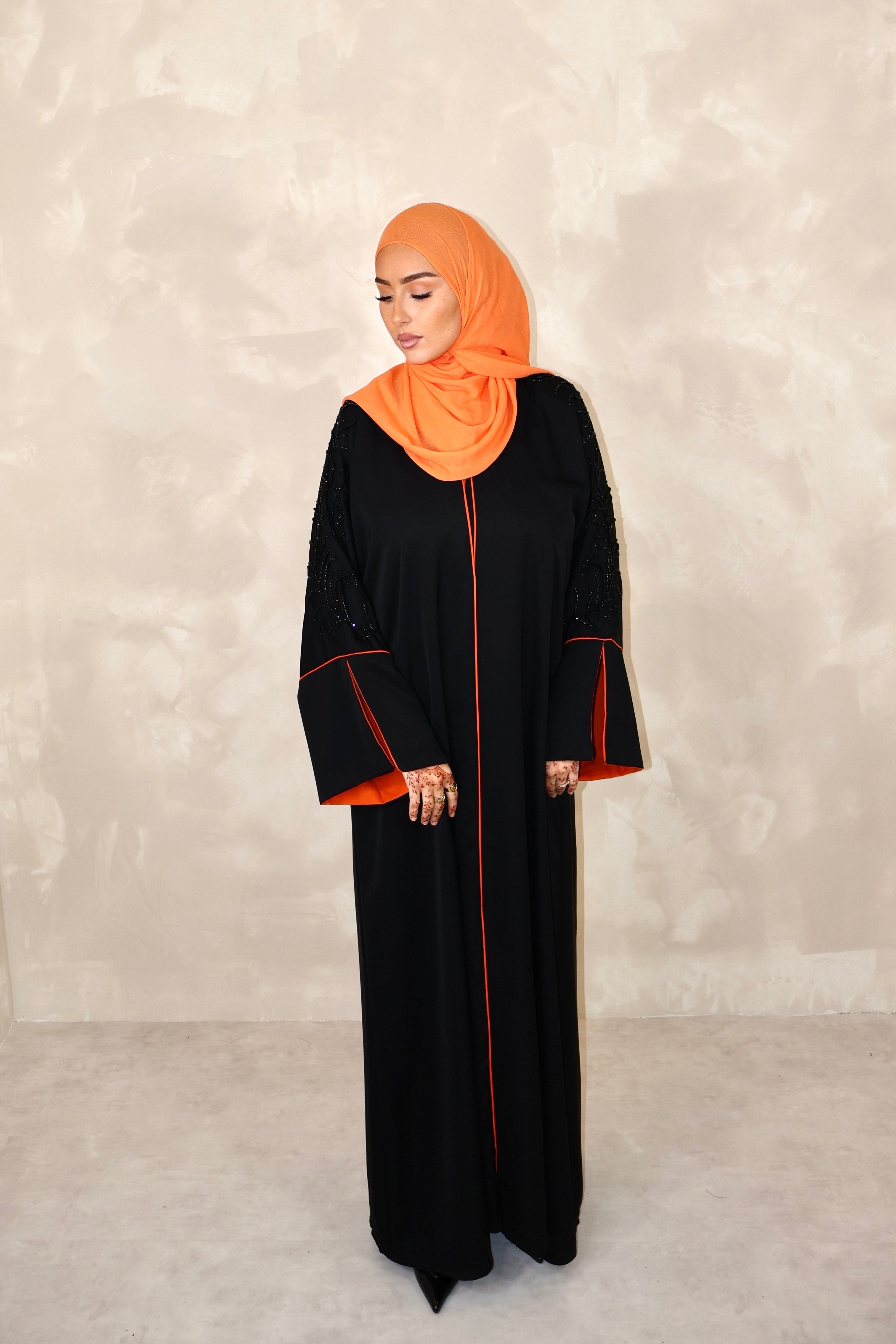 Abaya de Dubai (n87) - IMPÉRIAL ORANGE HERMÈS