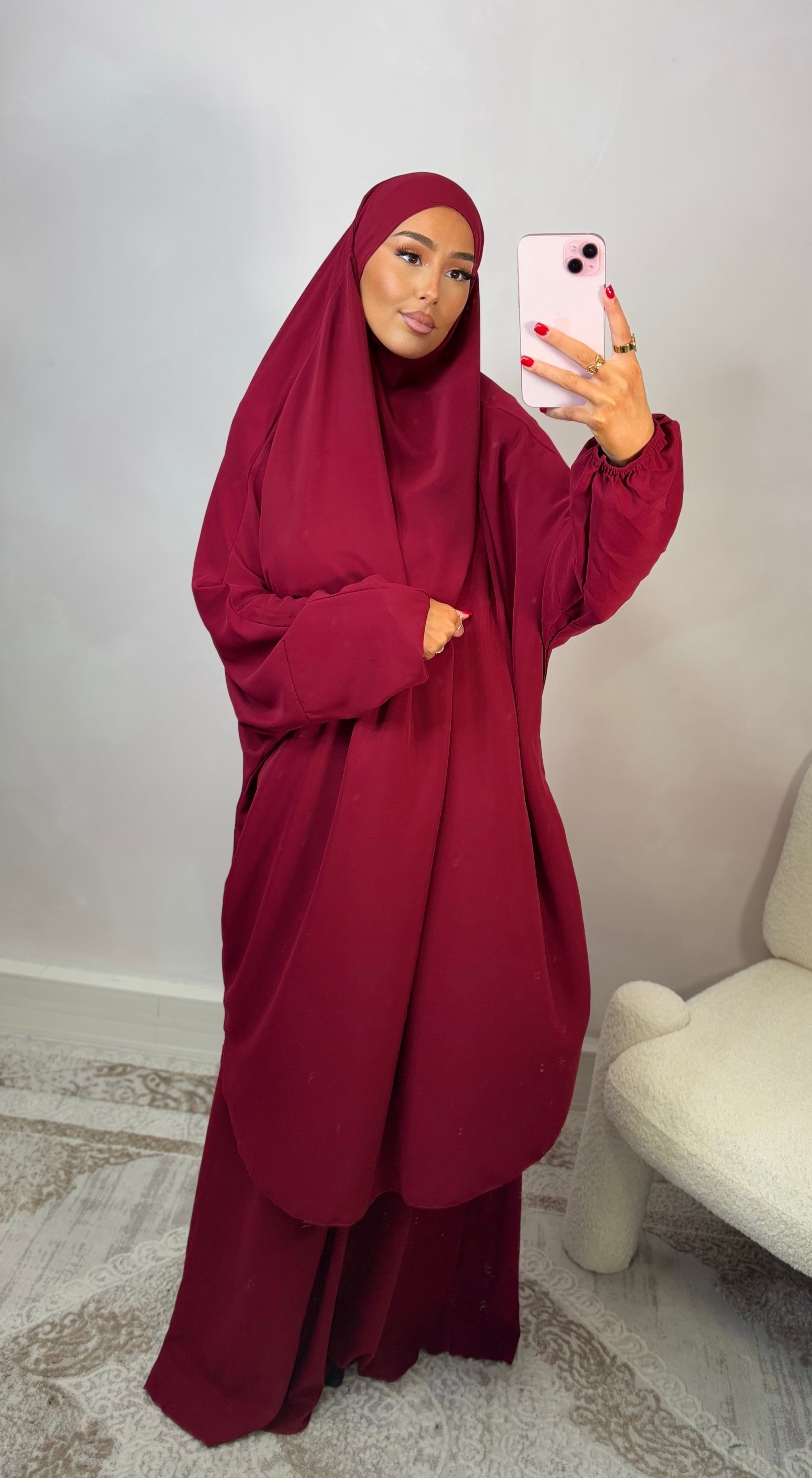 Jilbeb 2 Stück Medina Seide - Burgund