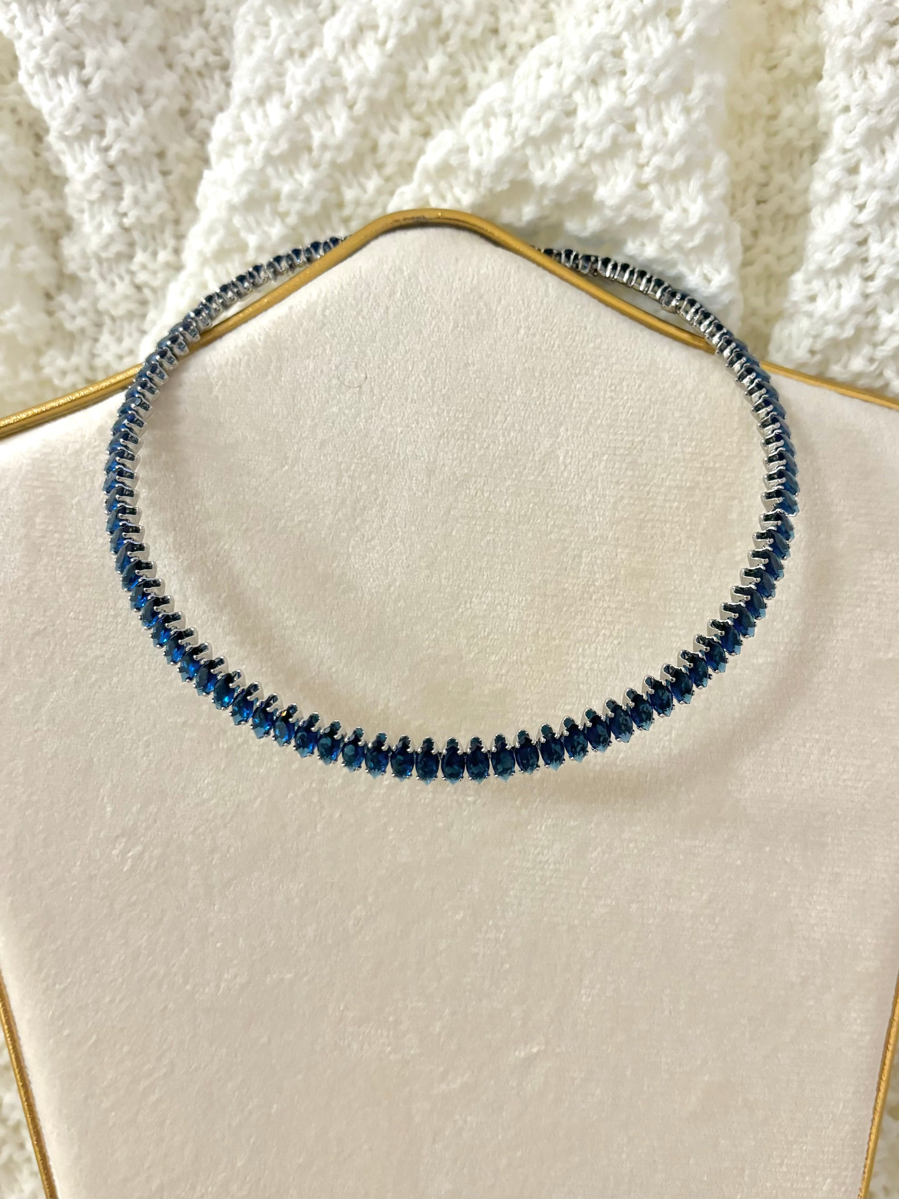 Collier ras de cou argent - ÉMERAUDE BLUE