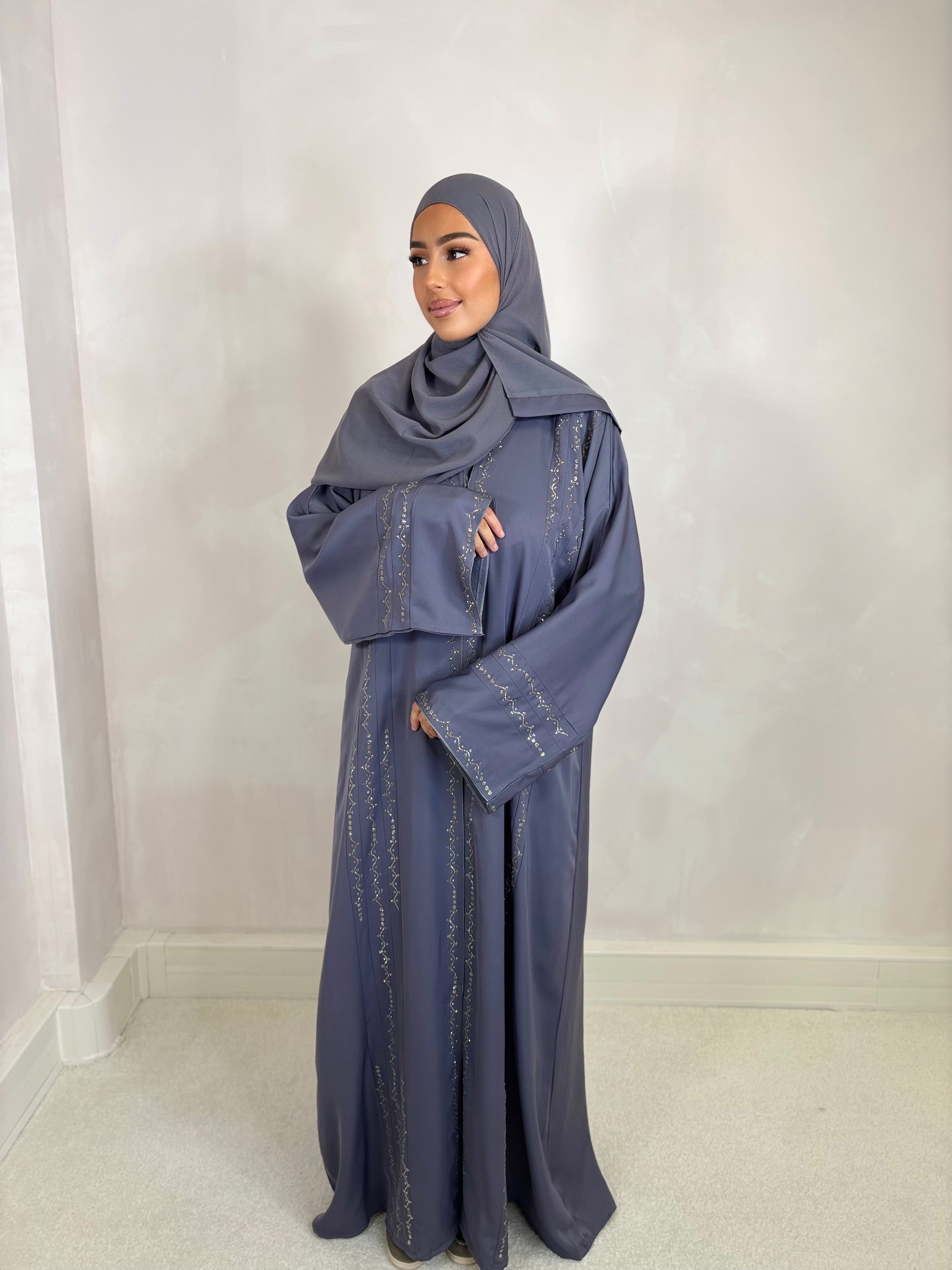 Dubai NOOR abaya (n10) - purple gray