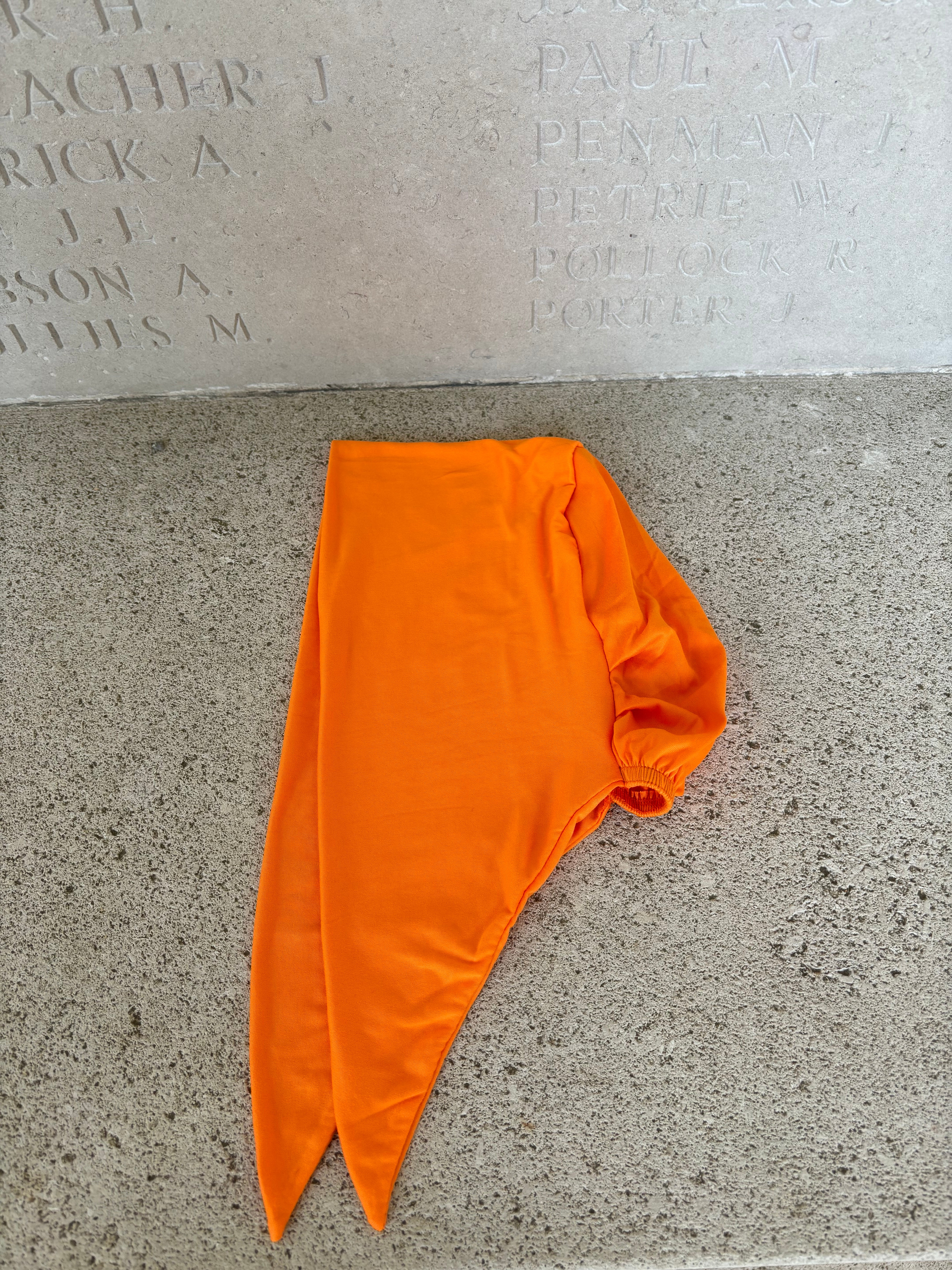 Hermes orange tie-up hat