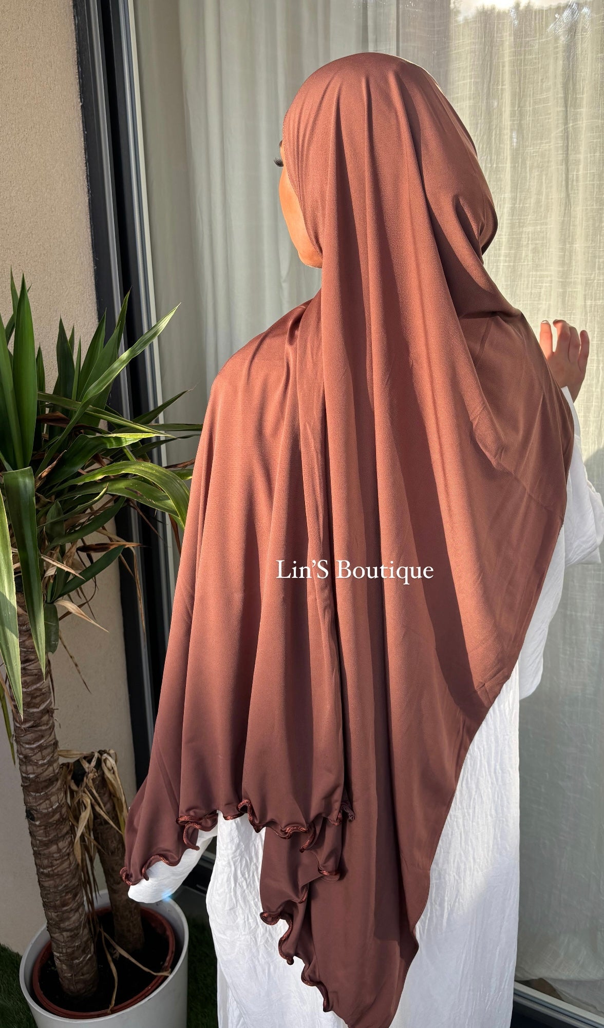 SEDEF Premium Luxury Jersey Scrunchie - light brown