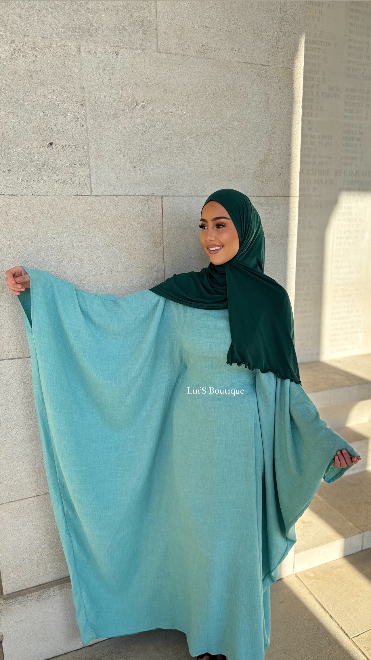 Saudisches Leinenkleid - Wassergrün