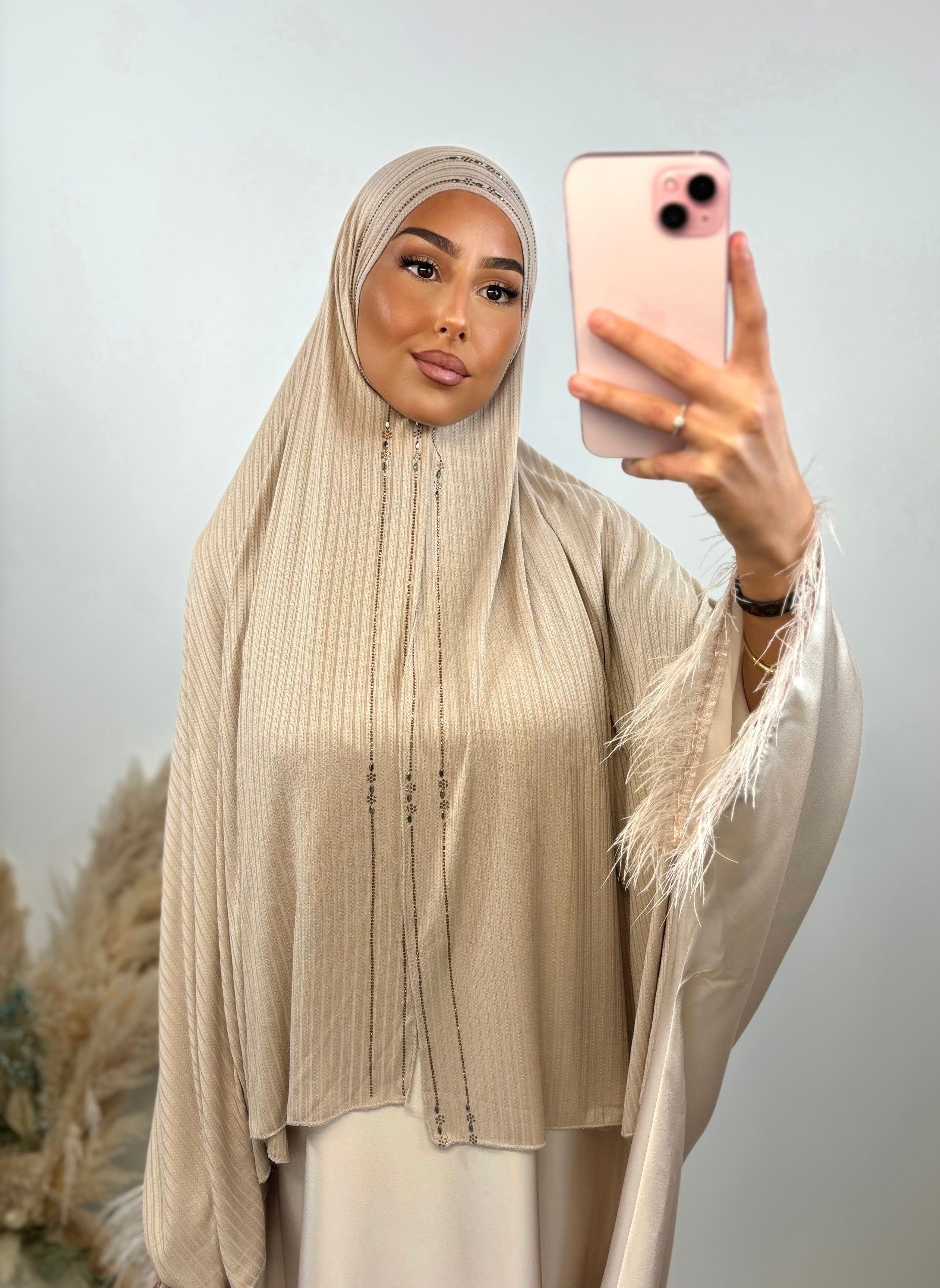 Arabia Strassschleier - Helltaupe