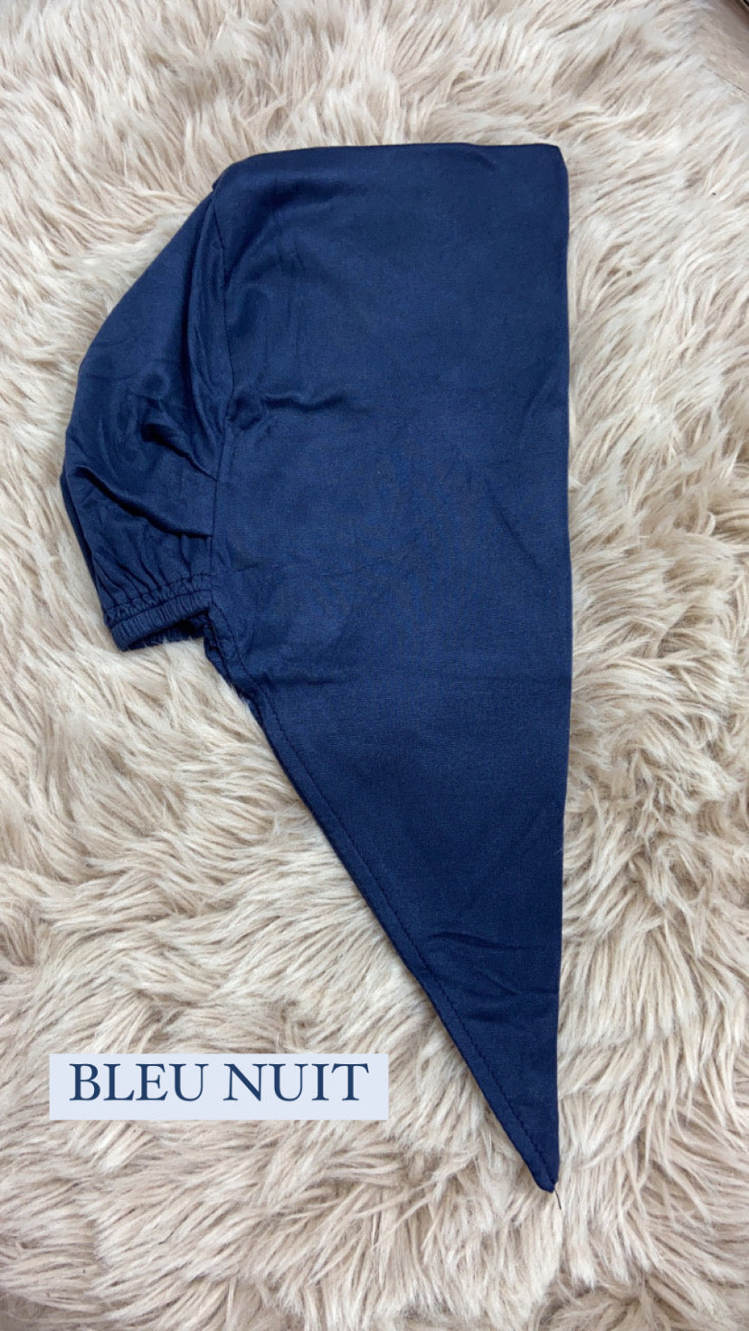 Midnight blue tie-up hat