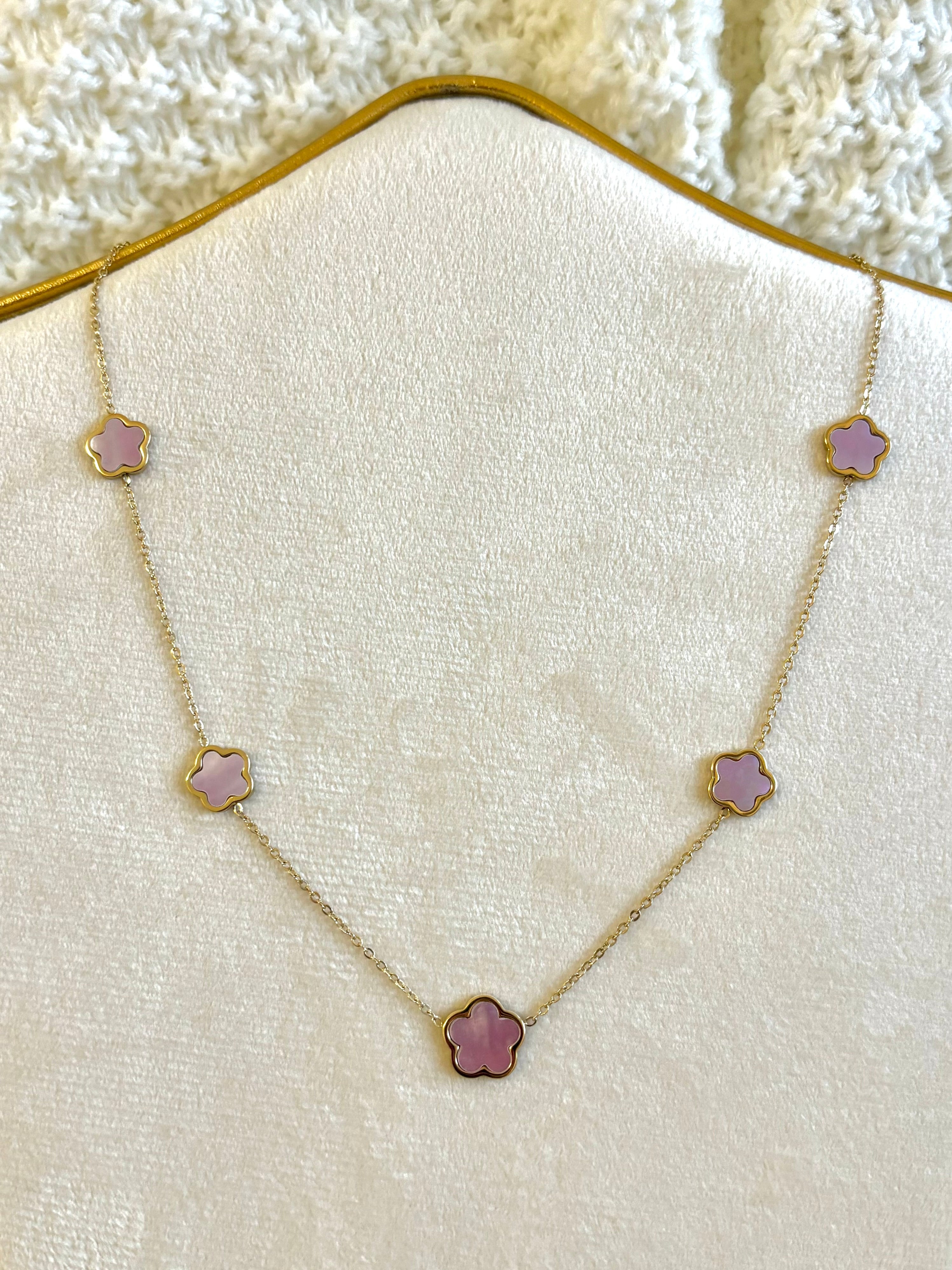 Collier or - FLORA PINK MILK
