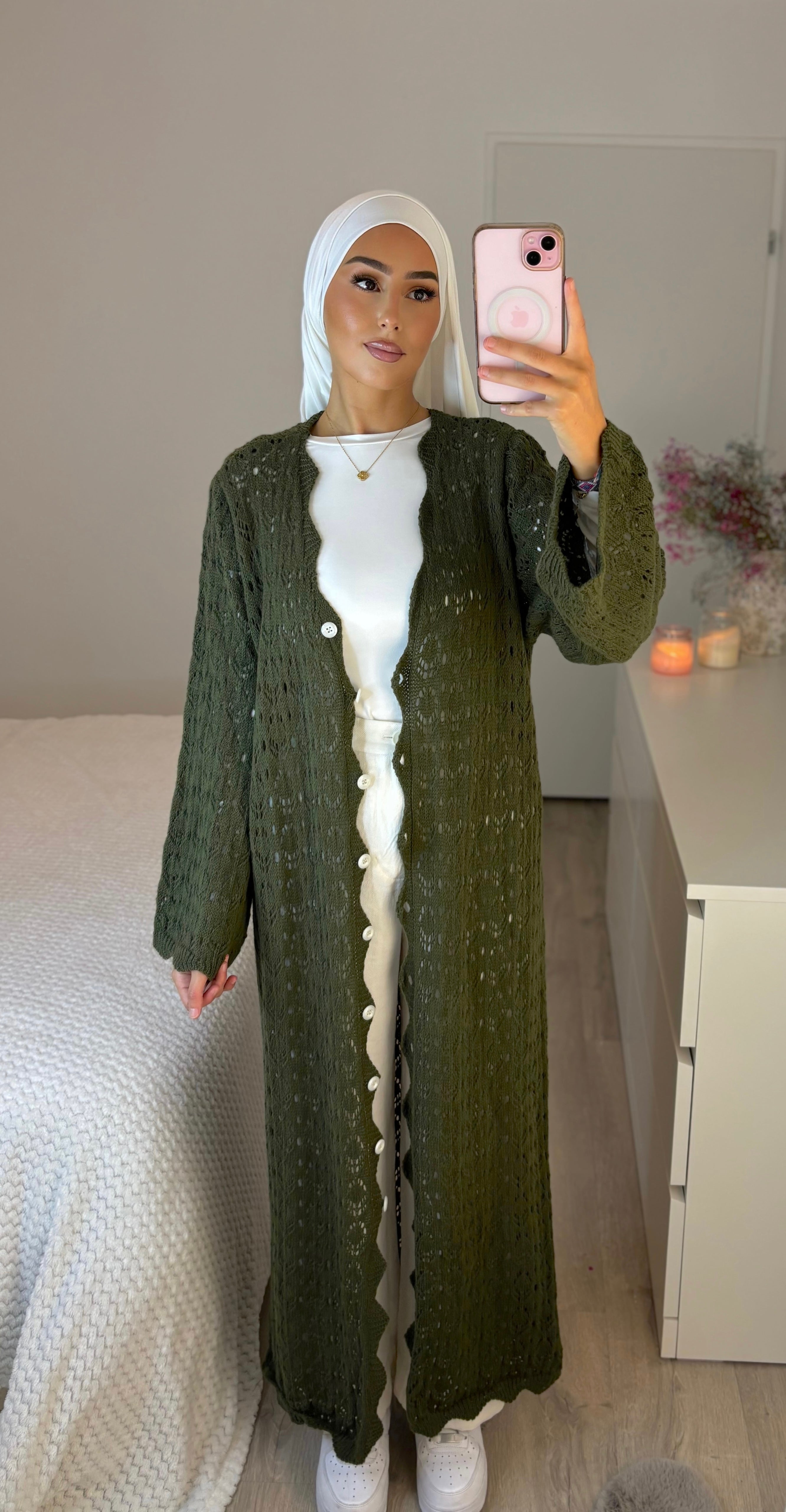 Crochet vest - dark khaki