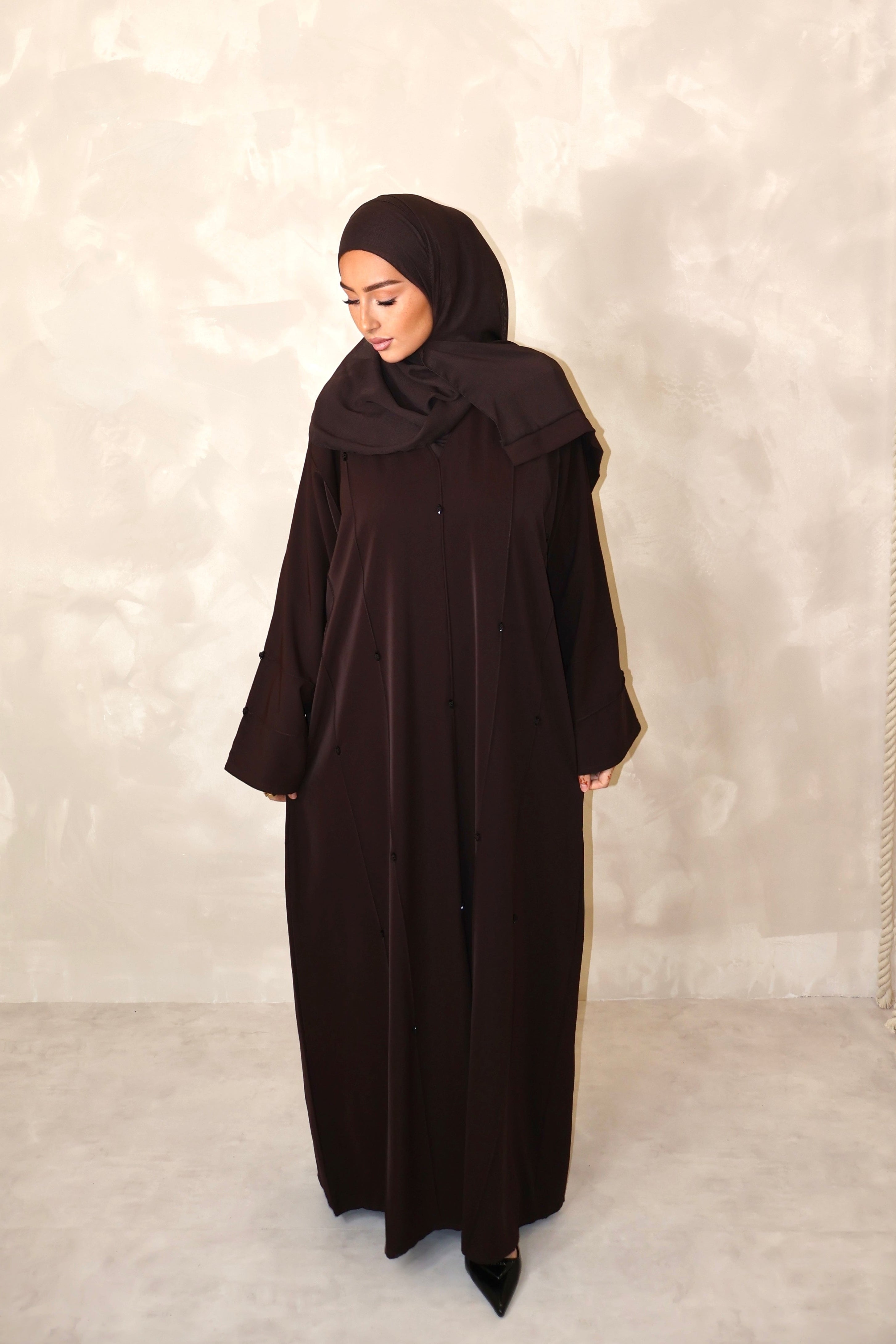 Abaya de Dubai (n105) - SAFIRA DARK BROWN