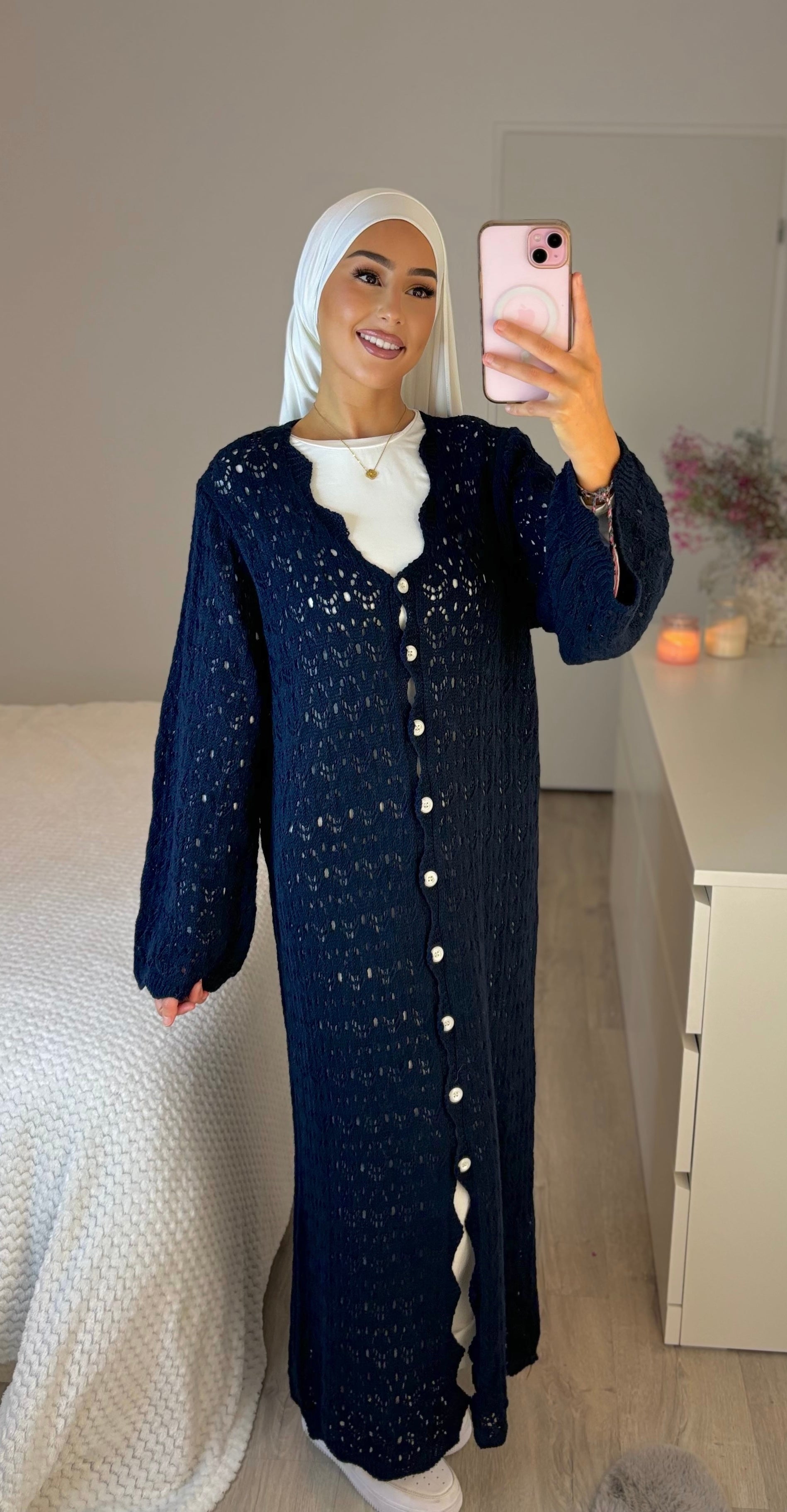Gilet crochet - bleu nuit