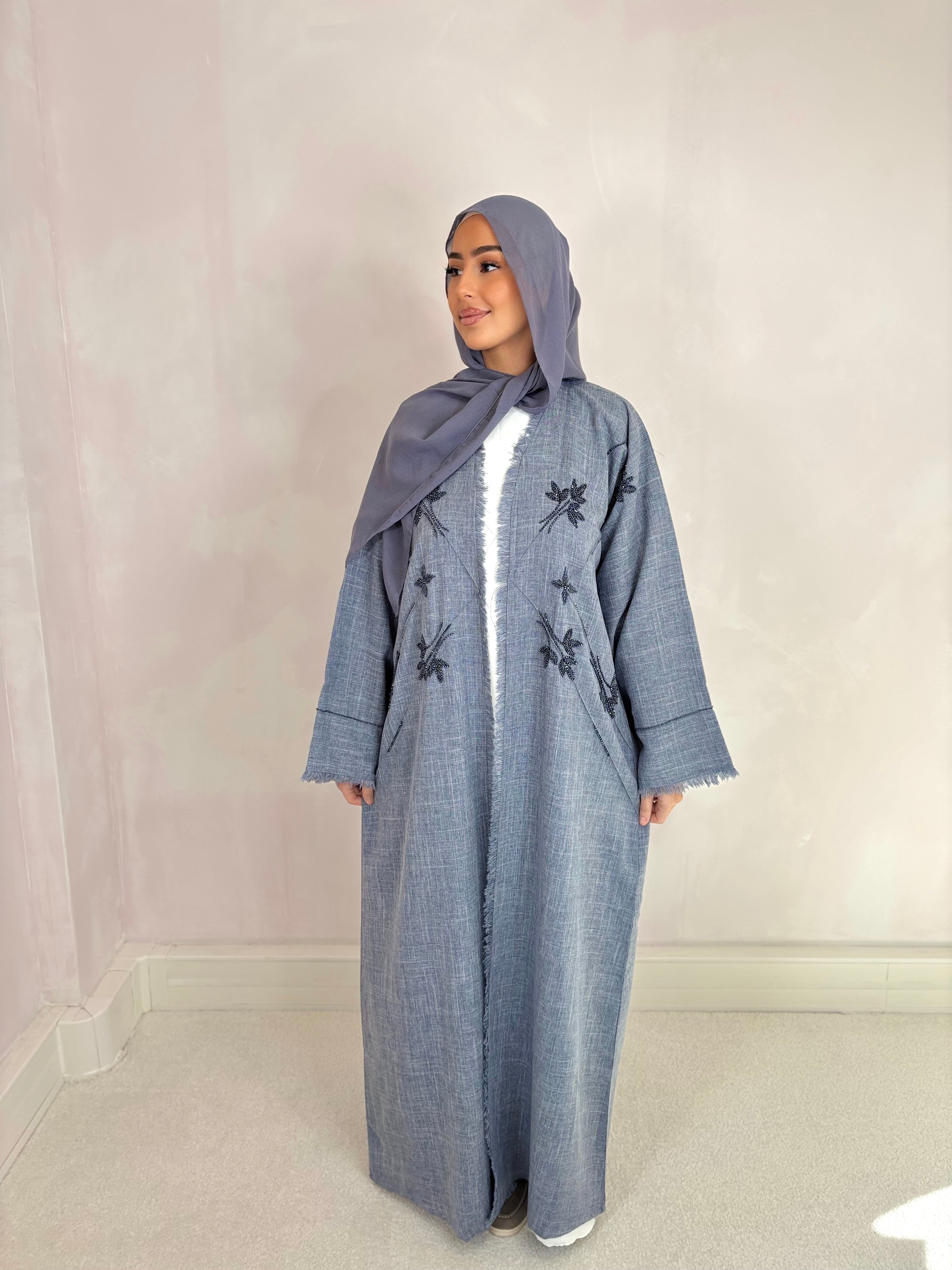 Abaya de Dubai (n76) - bleu jean